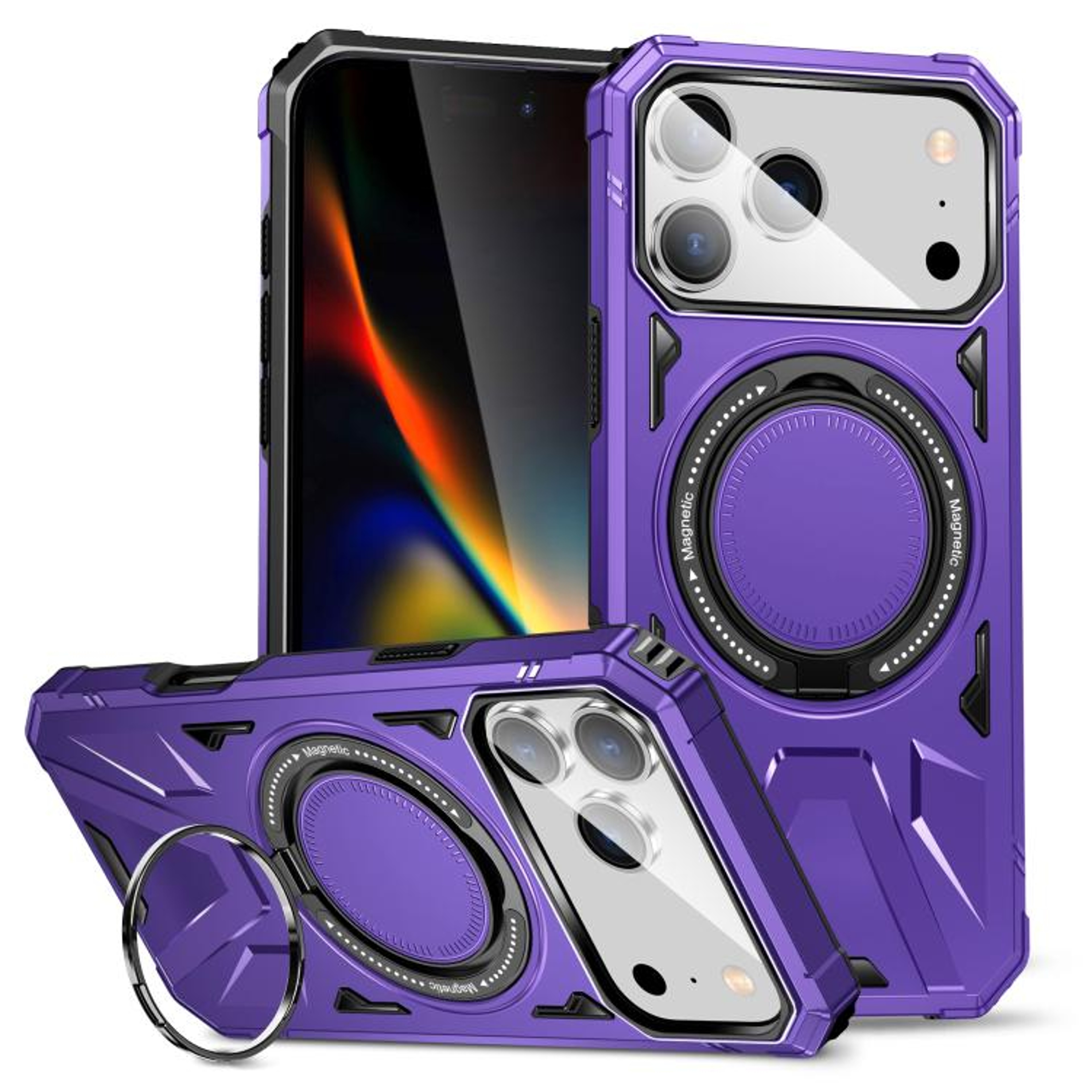 IPhone 18 Pro Magnetic Shockproof Phone Case With Ring Holder 13
