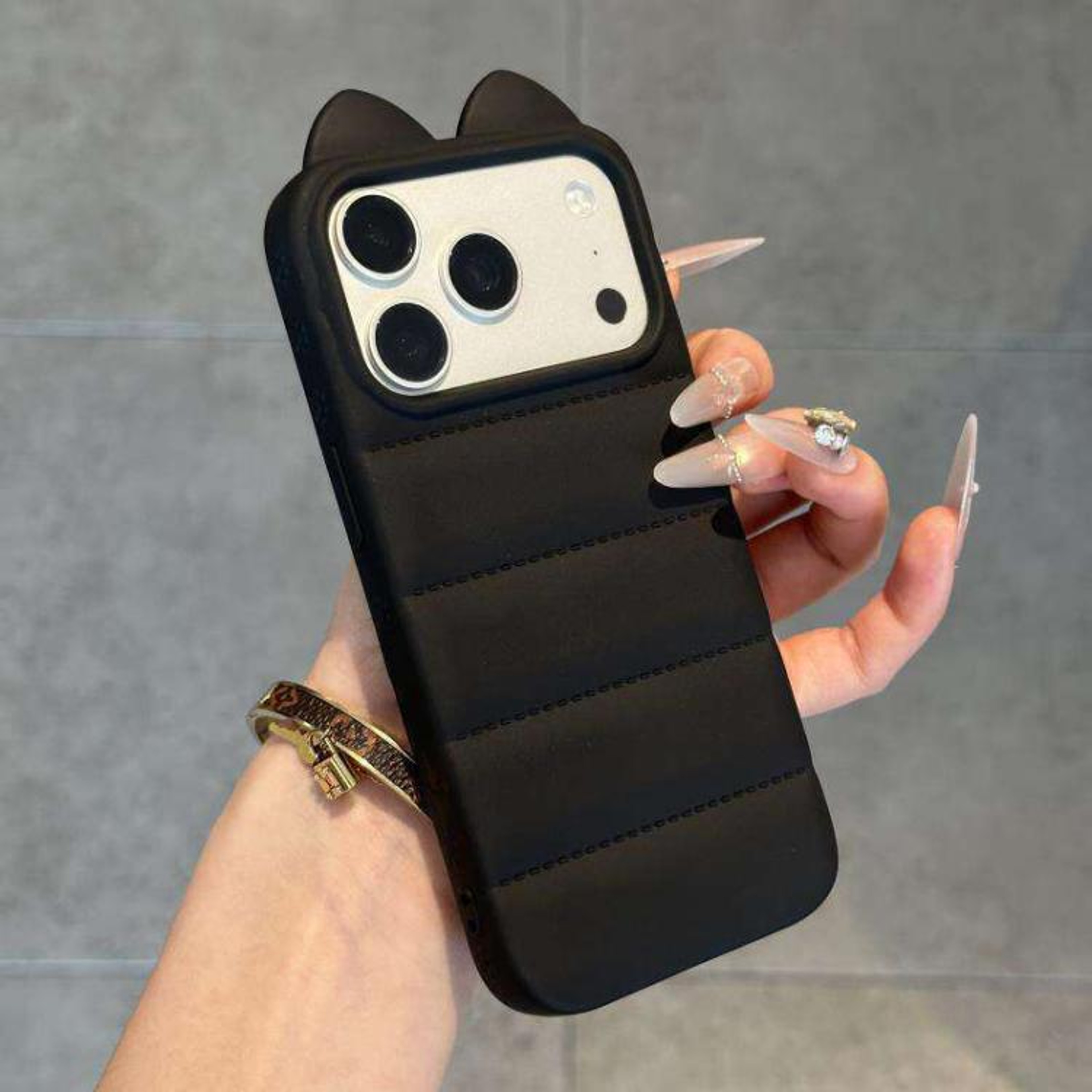 Cute 3D Cat Ear Silicone Case For IPhone 18 Pro With Shockproof Corner Protection 9