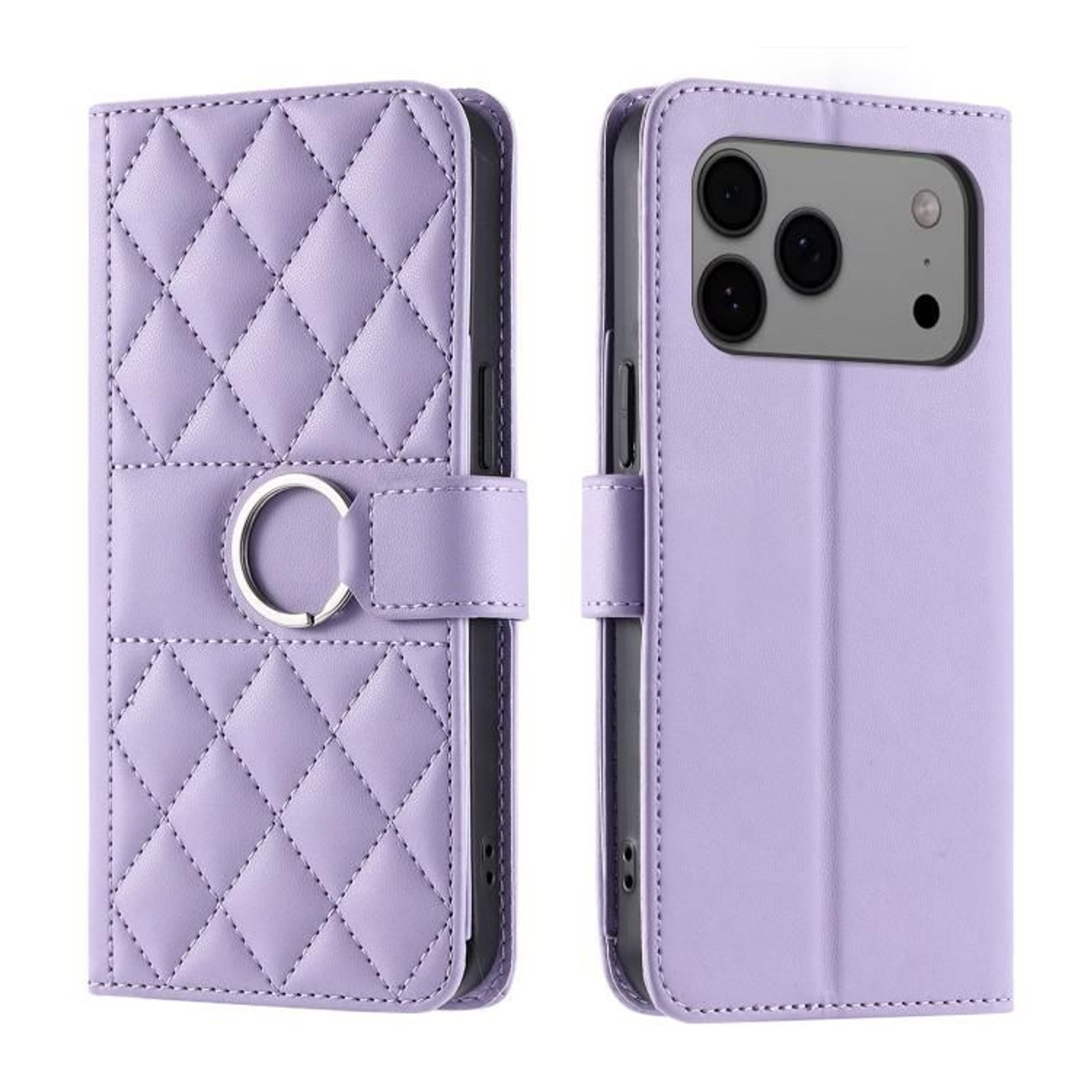 IPhone 18 Pro Max Rhombic PU Leather Wallet Case With Card Holder Stand And Hand Strap 10