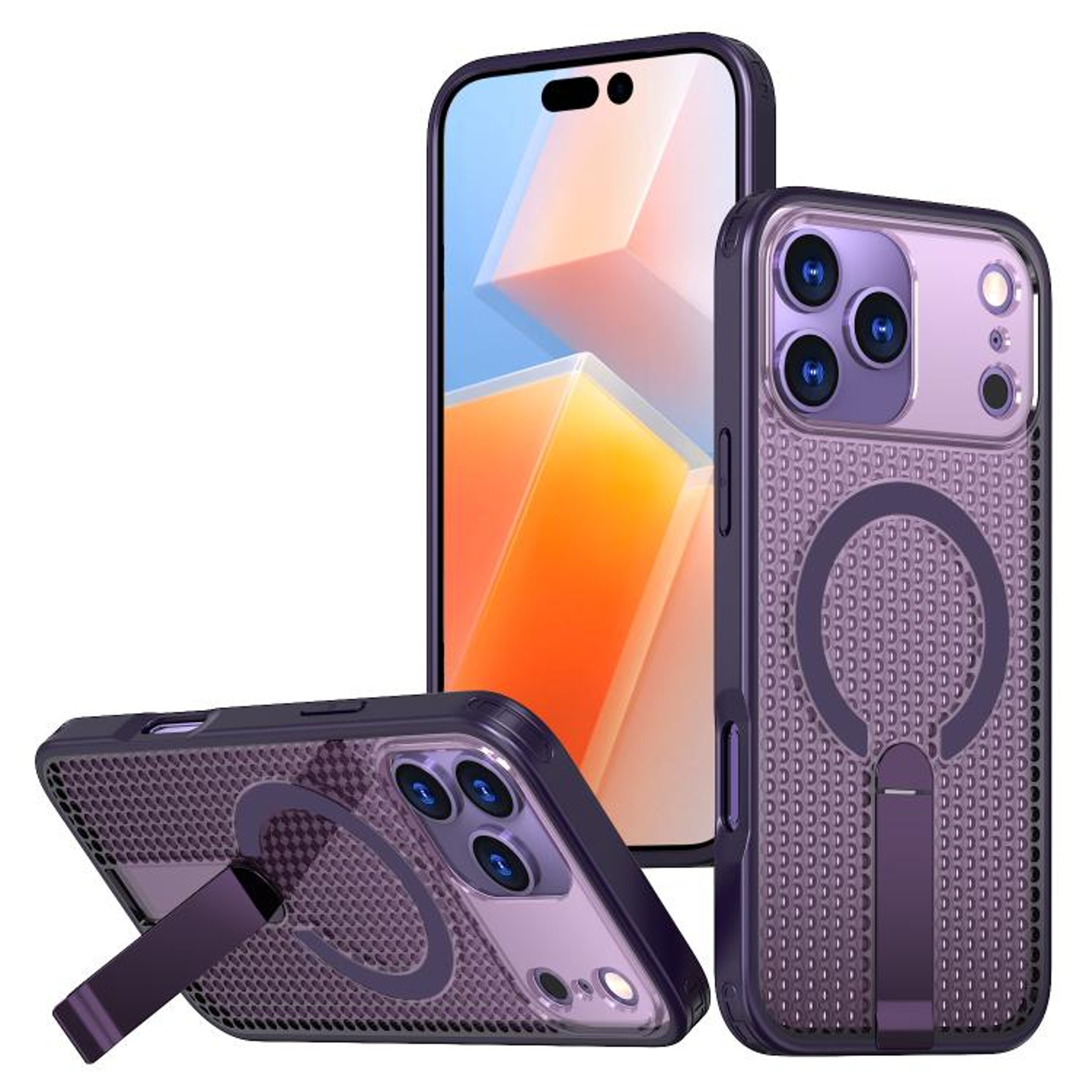IPhone 18 Pro Max Magnetic Wireless Charging Kickstand Case With PC And TPU Protection 12