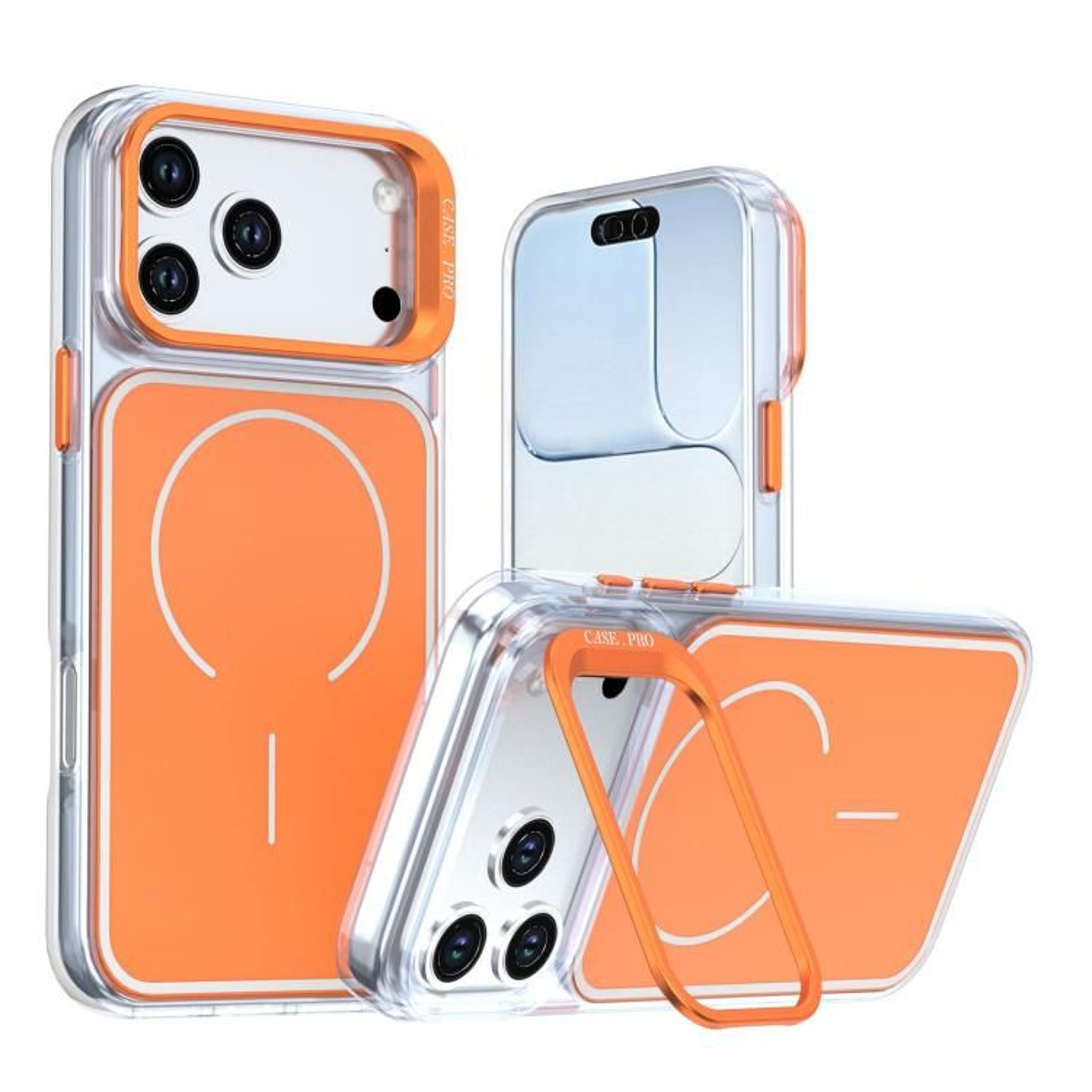 18 Pro Max Bright Color Block Magnetic Phone Case With Camera Stand 8