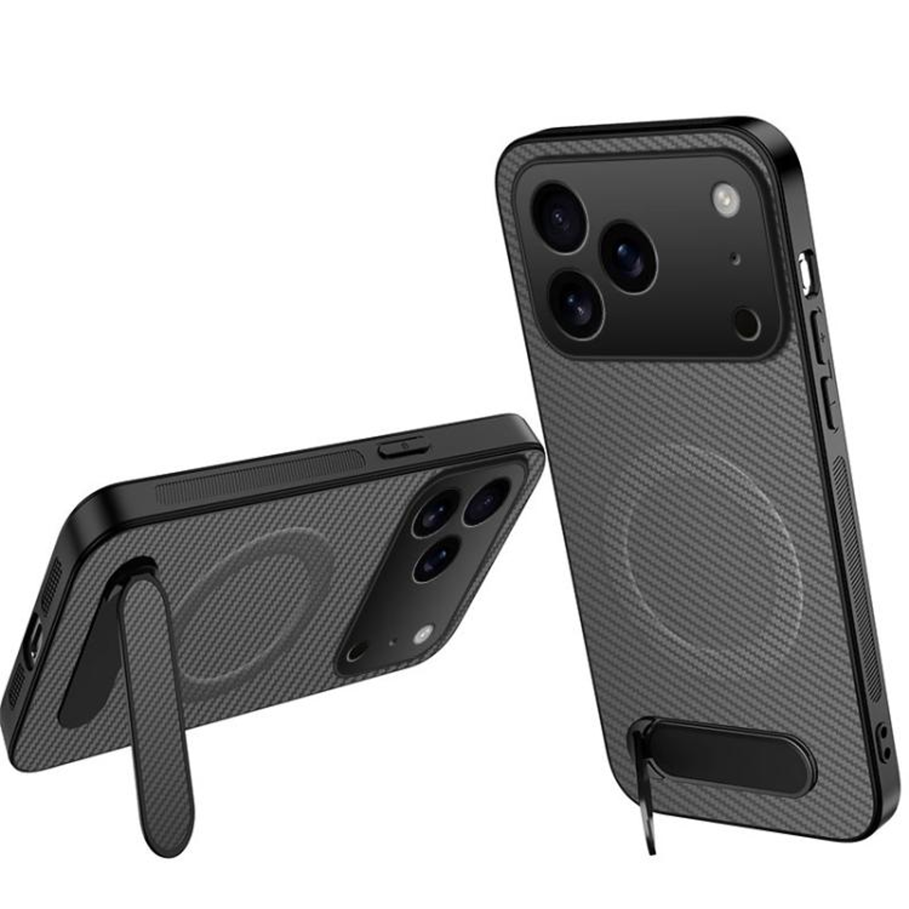 IPhone 18 Pro Max Magnetic Kickstand Case With Carbon Fiber Texture 7