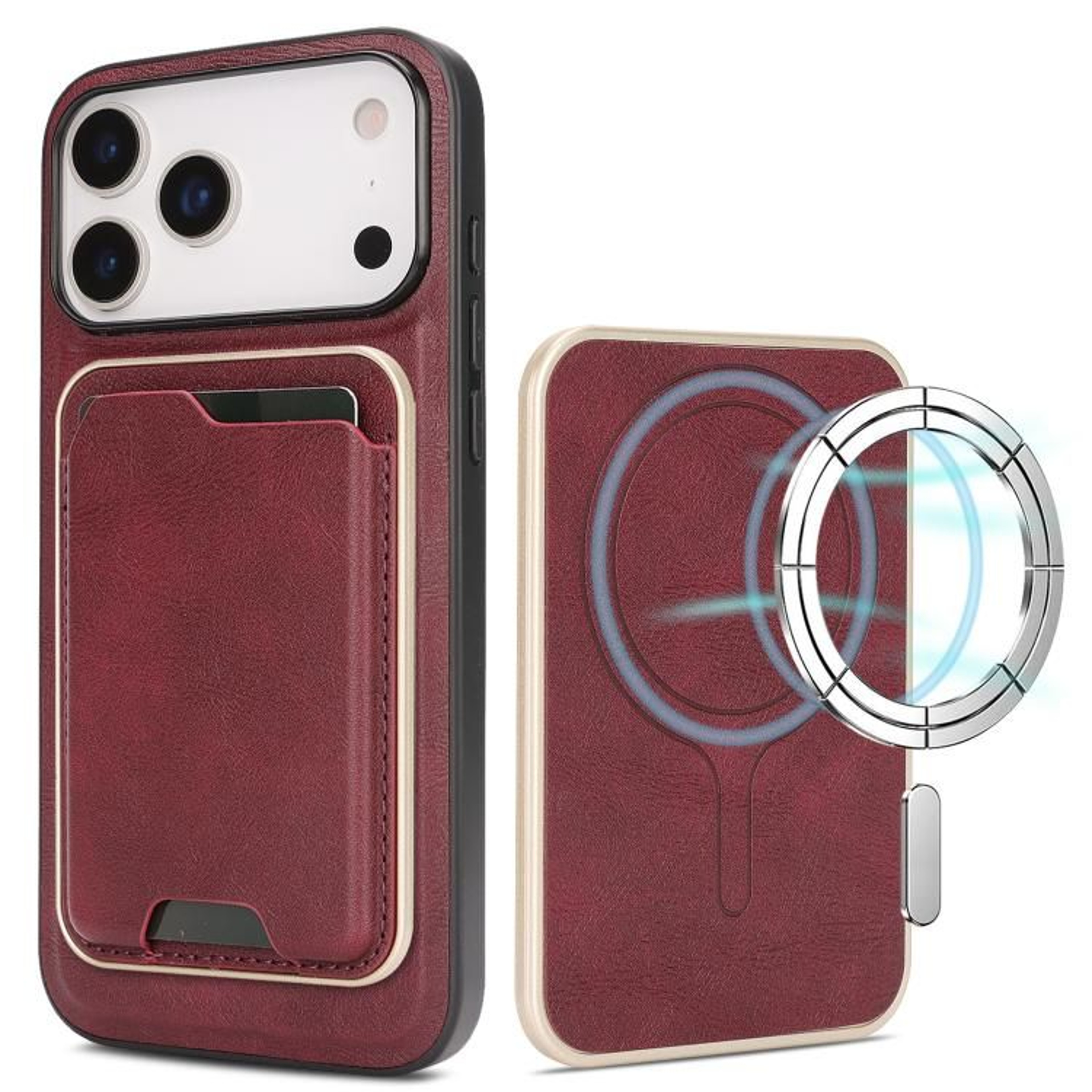 IPhone 18 Pro Max Magnetic Wallet Case With MagSafeCompatible Ring And 3Card Holder 12