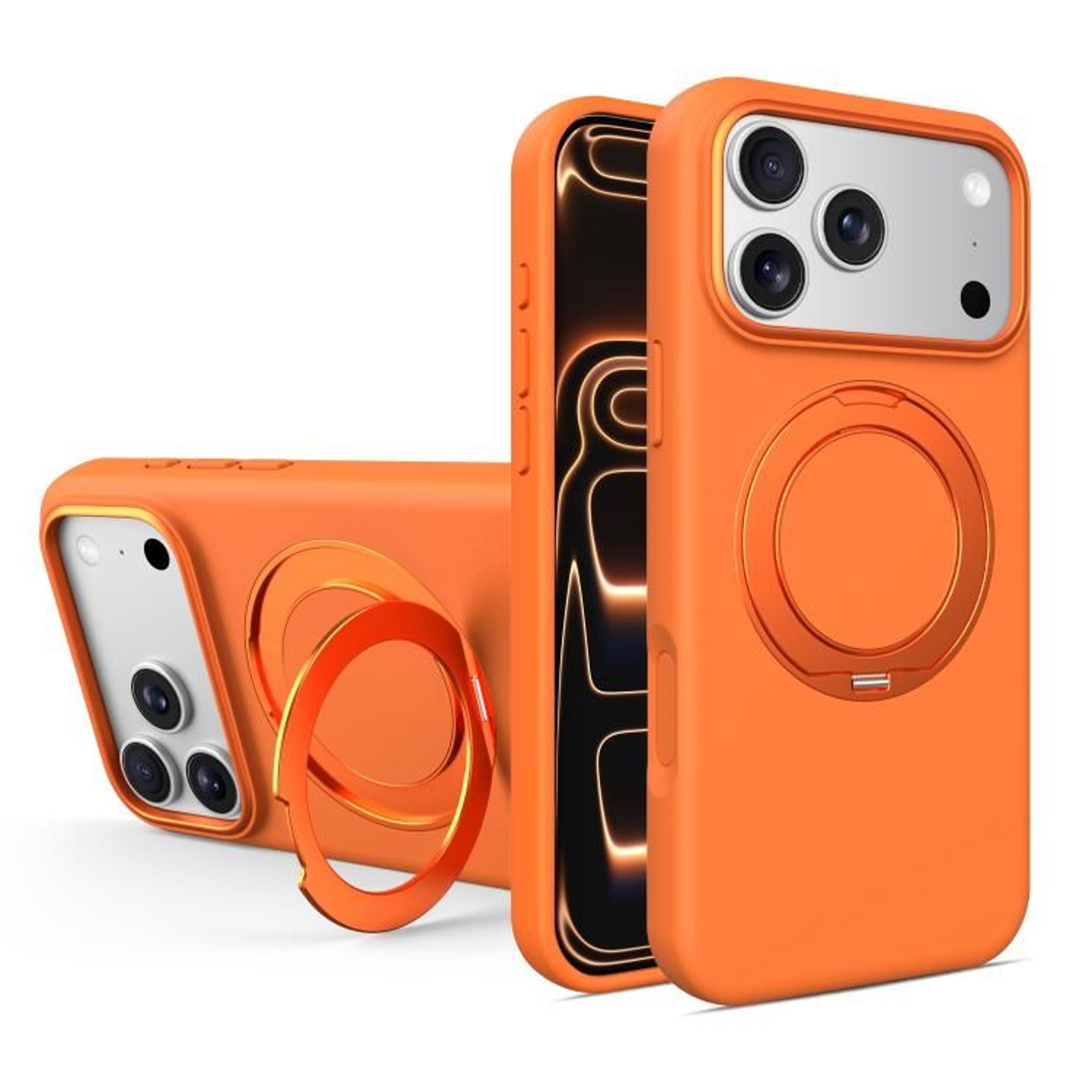 Liquid Silicone Magnetic Phone Case With Rotating Stand For IPhone 18 Pro 15
