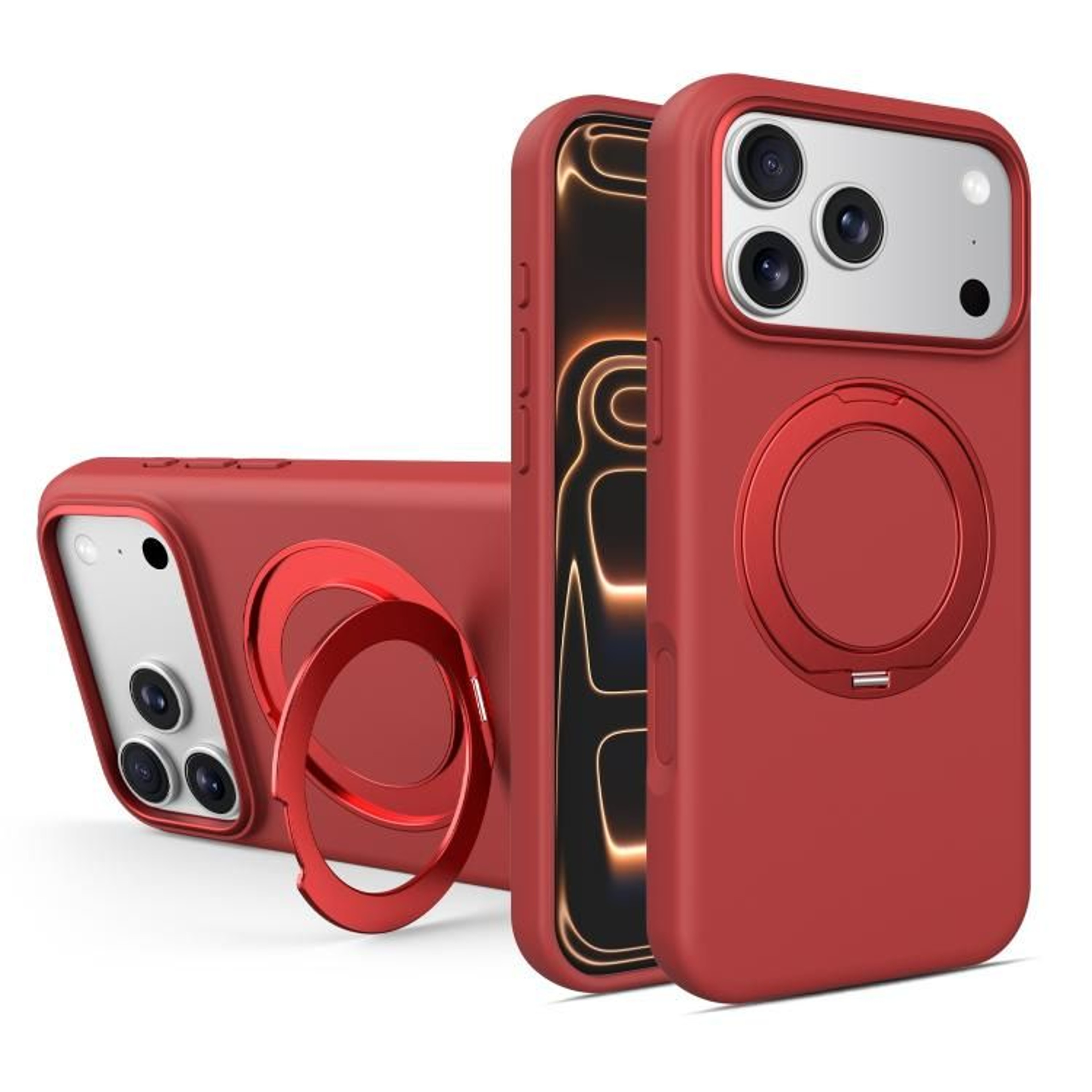 IPhone 18 Pro Max Liquid Silicone Magnetic Phone Case With Rotating Stand 10