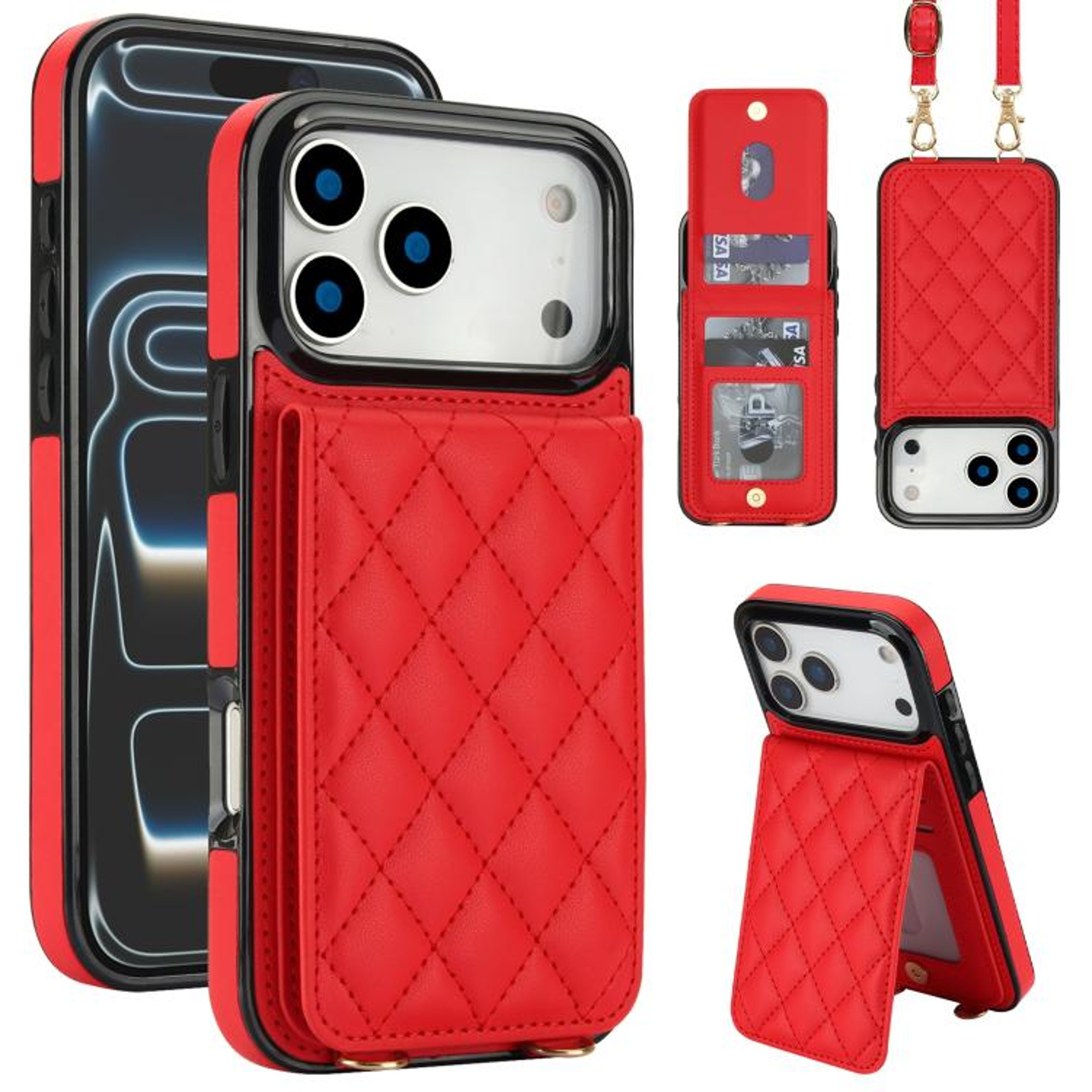 Crossbody RFID Blocking Phone Case With Wallet Card Holder For IPhone 18 Pro Max 10