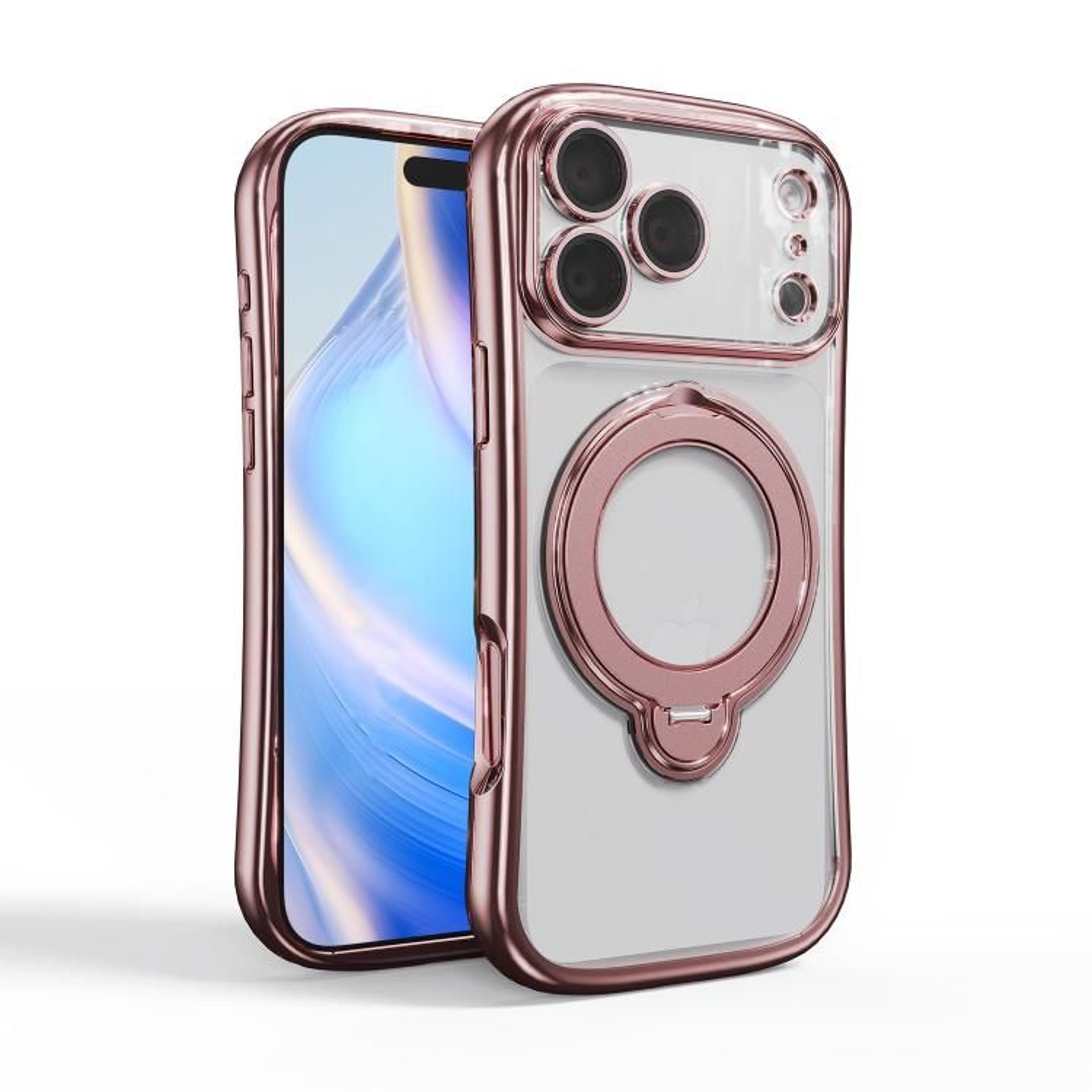 IPhone 18 Pro Max Magnetic Electroplated Case With 360 Degree Rotating Ring 8