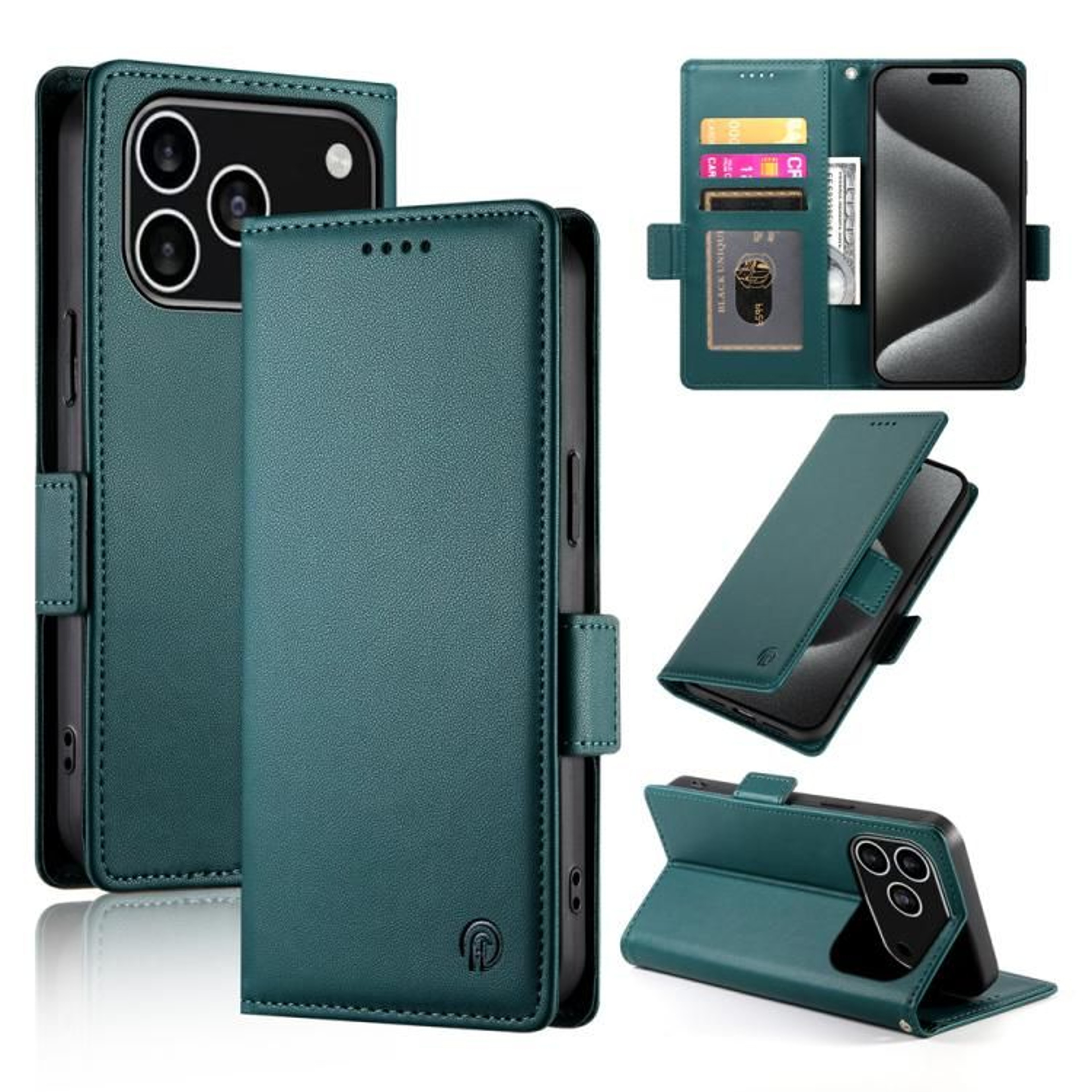 Frosted Leather Flip Phone Case With Card Holder And Strap For IPhone 18 Pro 11