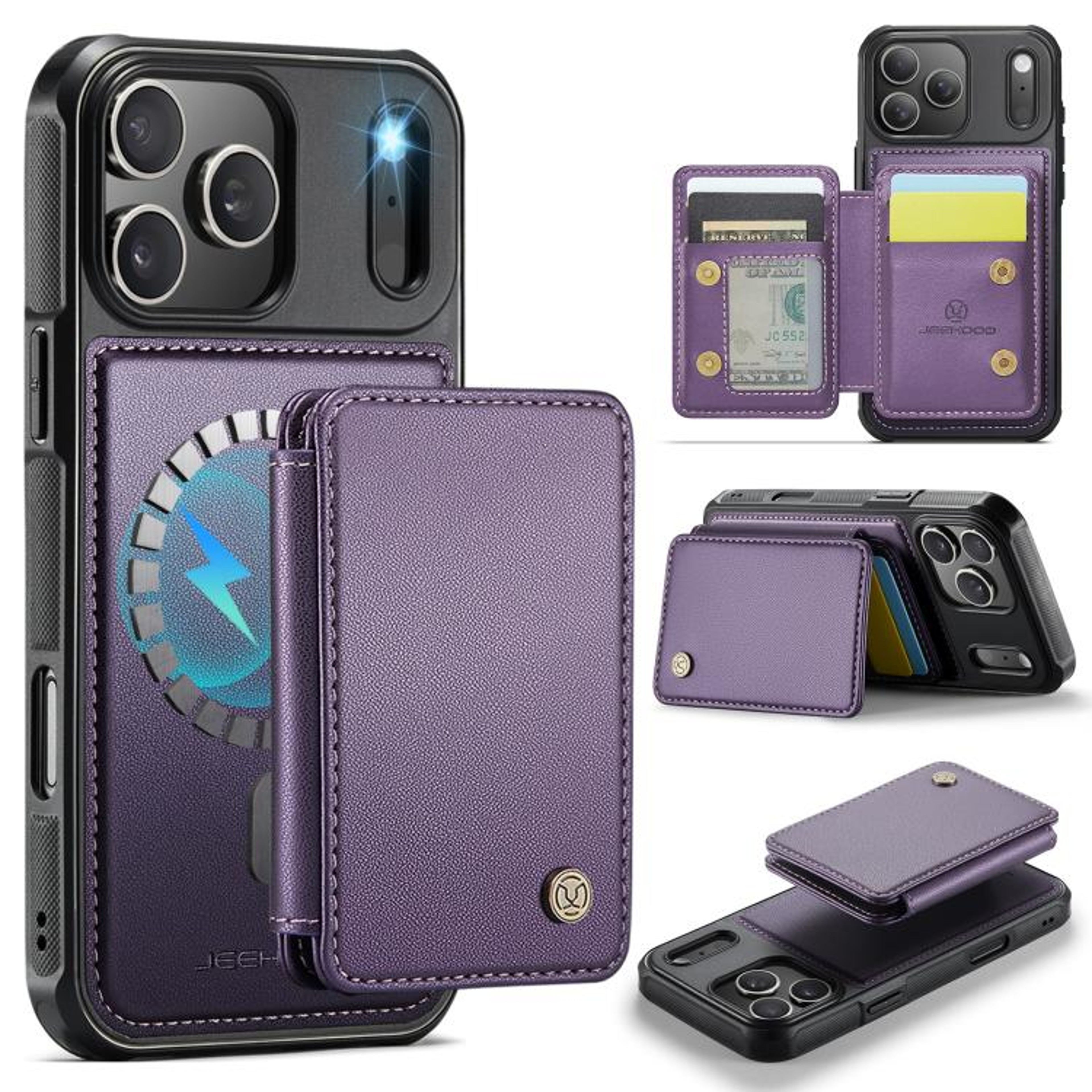 IPhone 18 Pro Magnetic Business Style Phone Case With RFID Blocking Card Holder 8