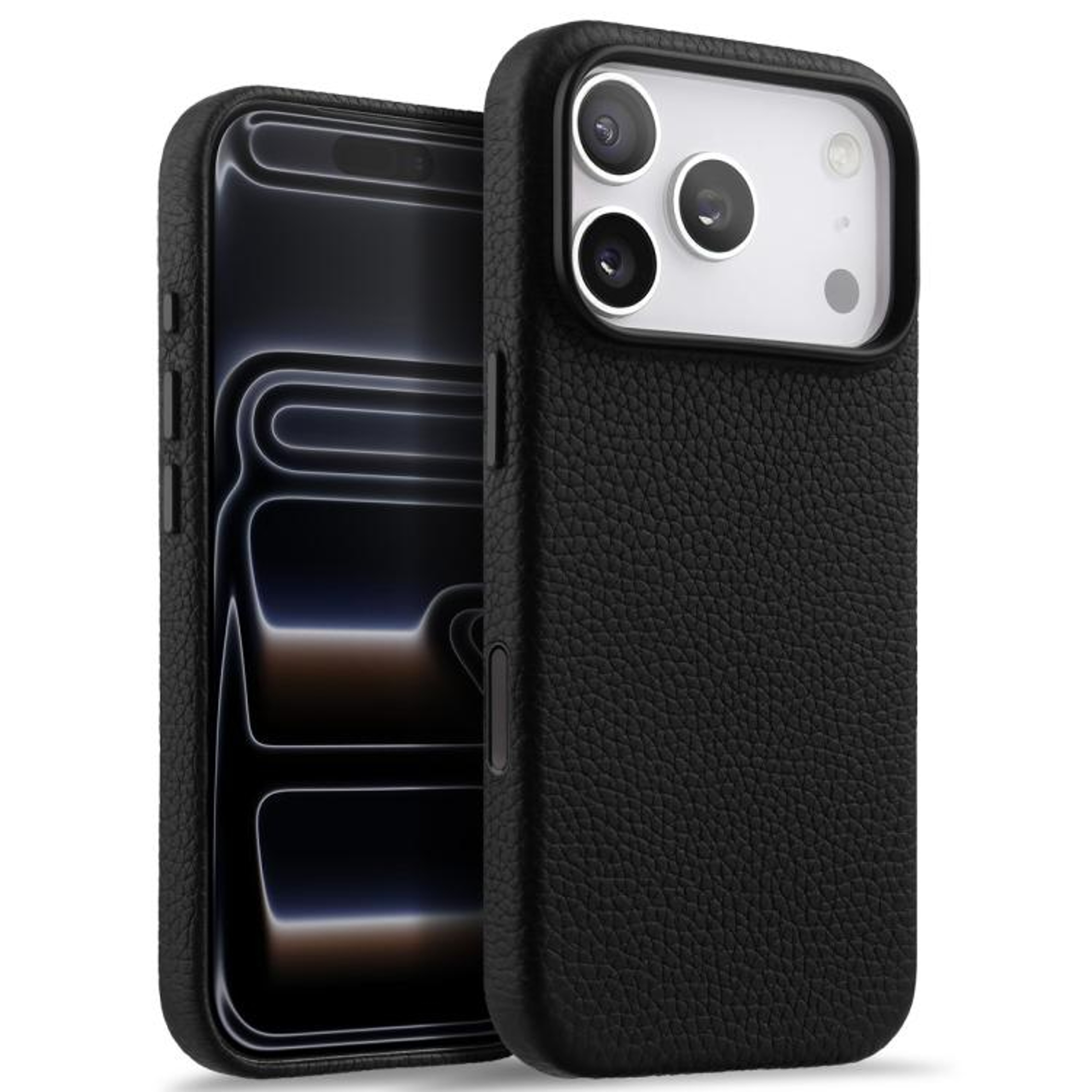 Litchi Texture Genuine Leather Magnetic Full Coverage Phone Case With AI Button For IPhone 18 Pro M 11