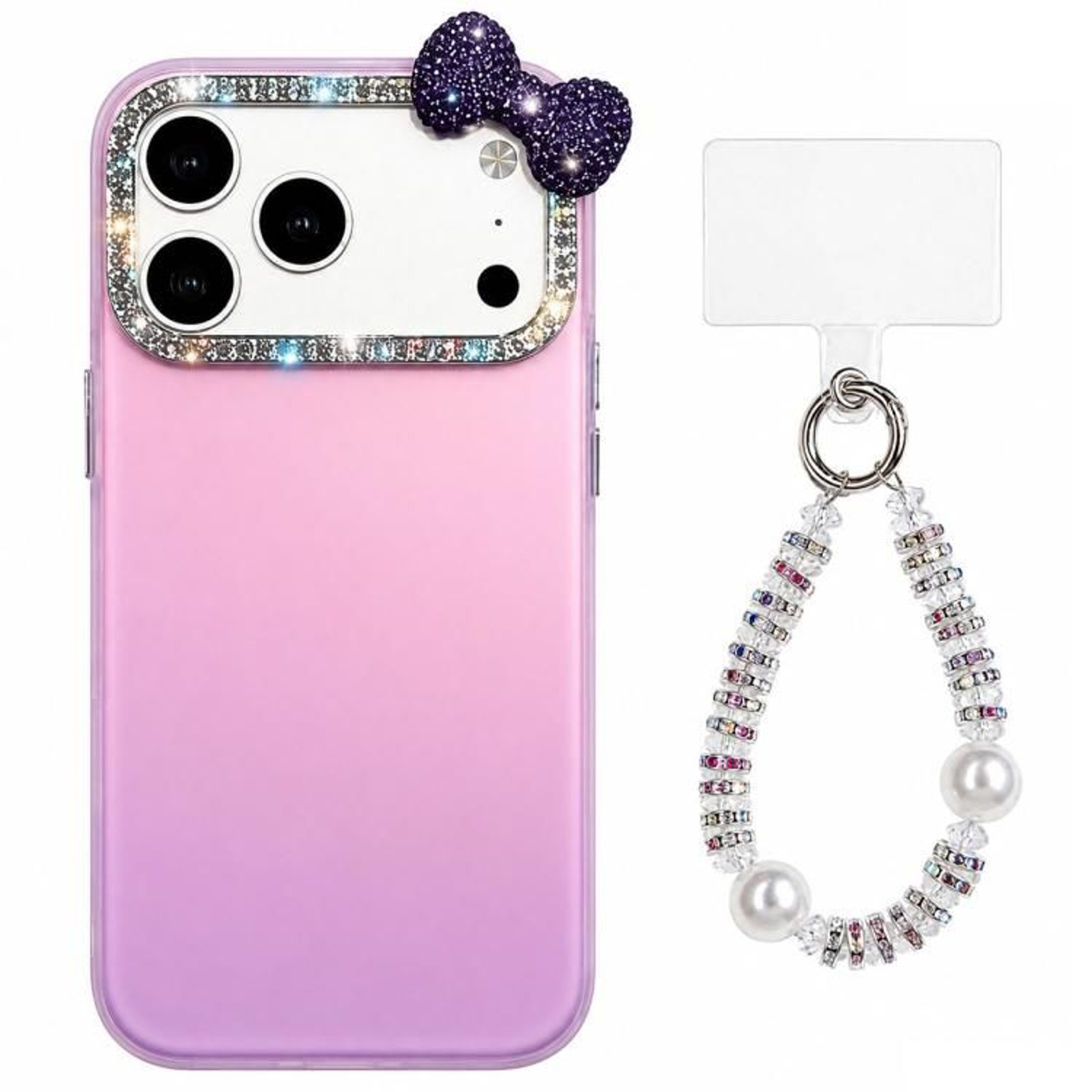 Cute Bowknot IPhone 18 Pro Case With Pearl Beaded Wrist Strap And Dopamine Colors 10