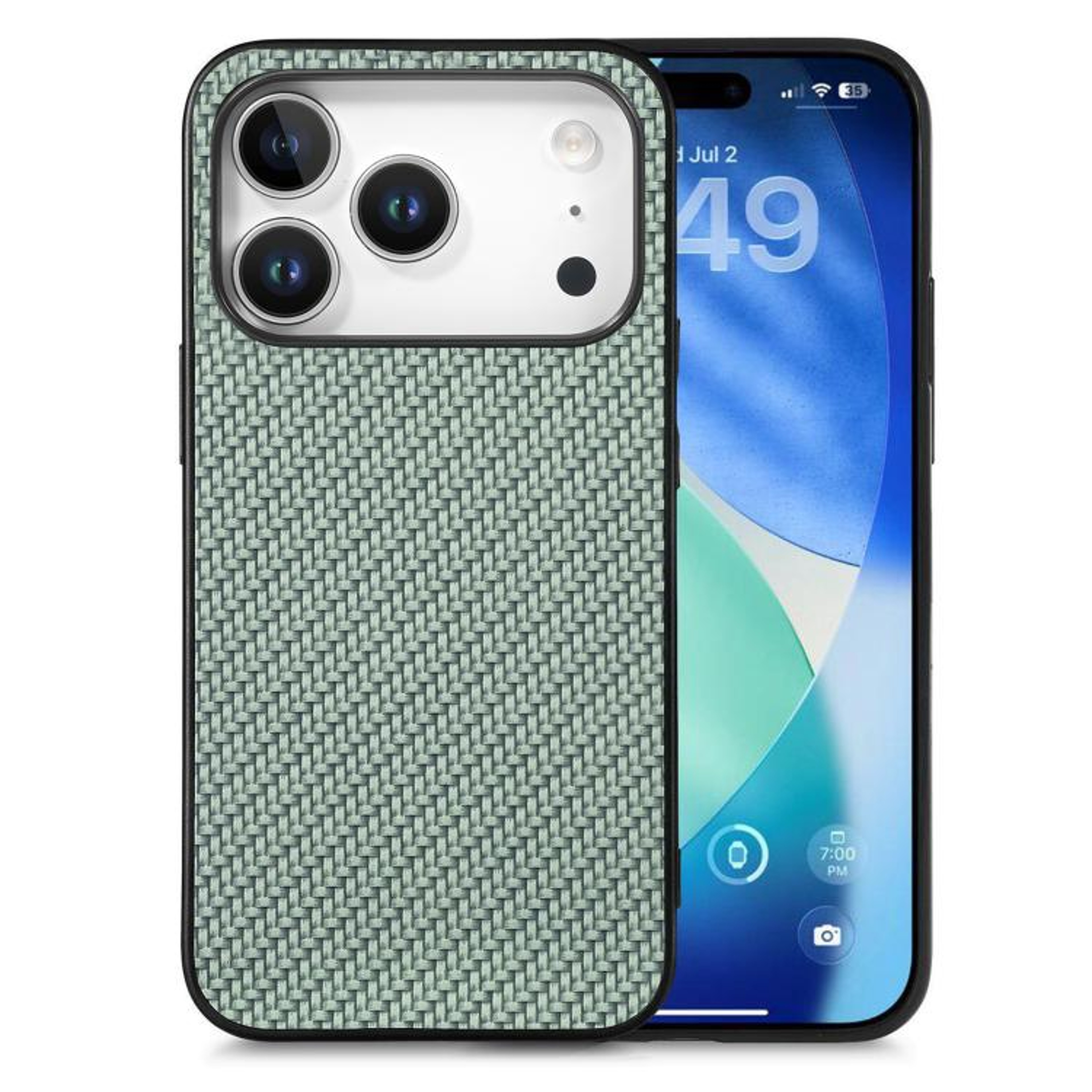 IPhone 18 Pro Carbon Fiber Texture Leather Case With Soft Silicone Frame 11