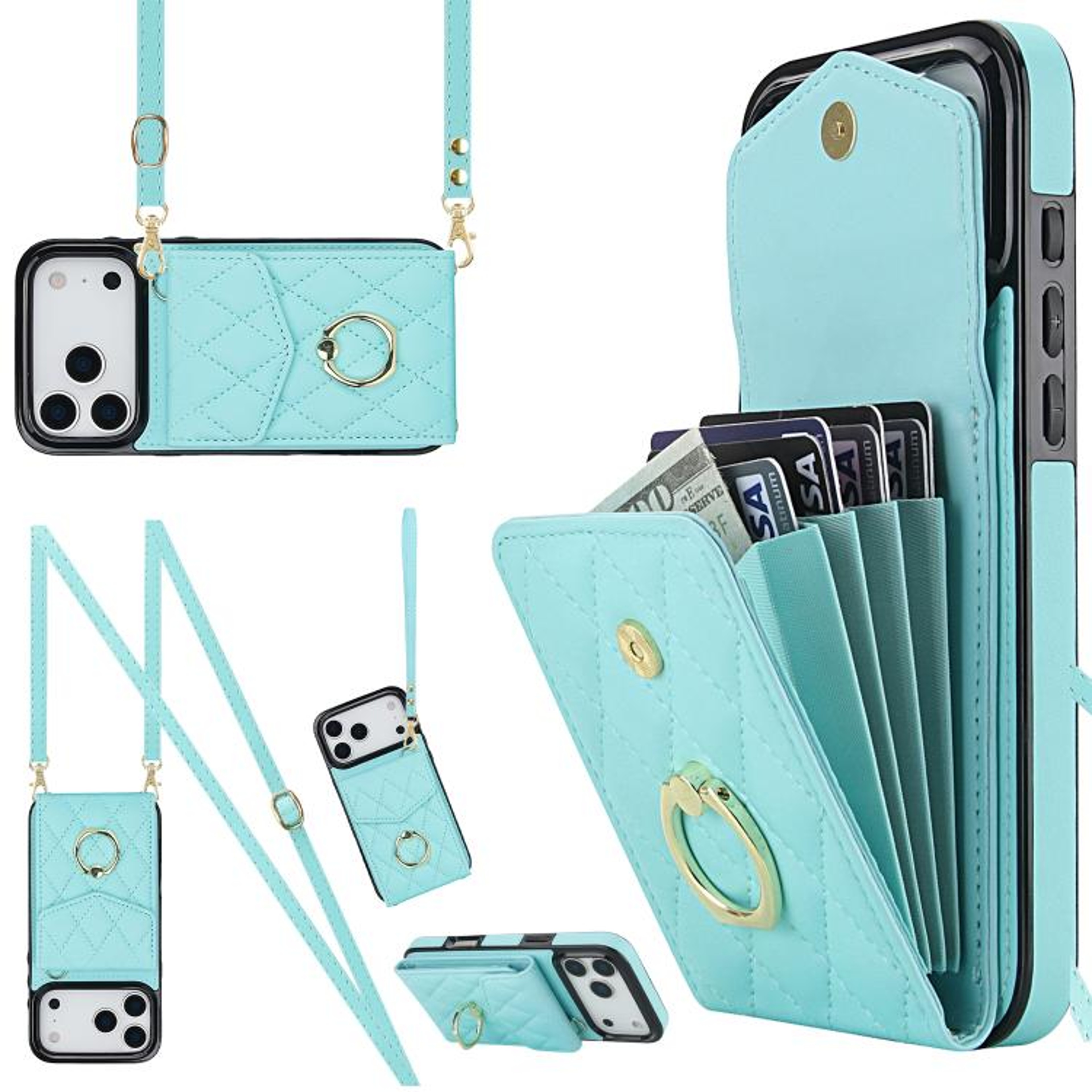 IPhone 18 Pro Wallet Case With RFID Protection And Long Crossbody Lanyard 9