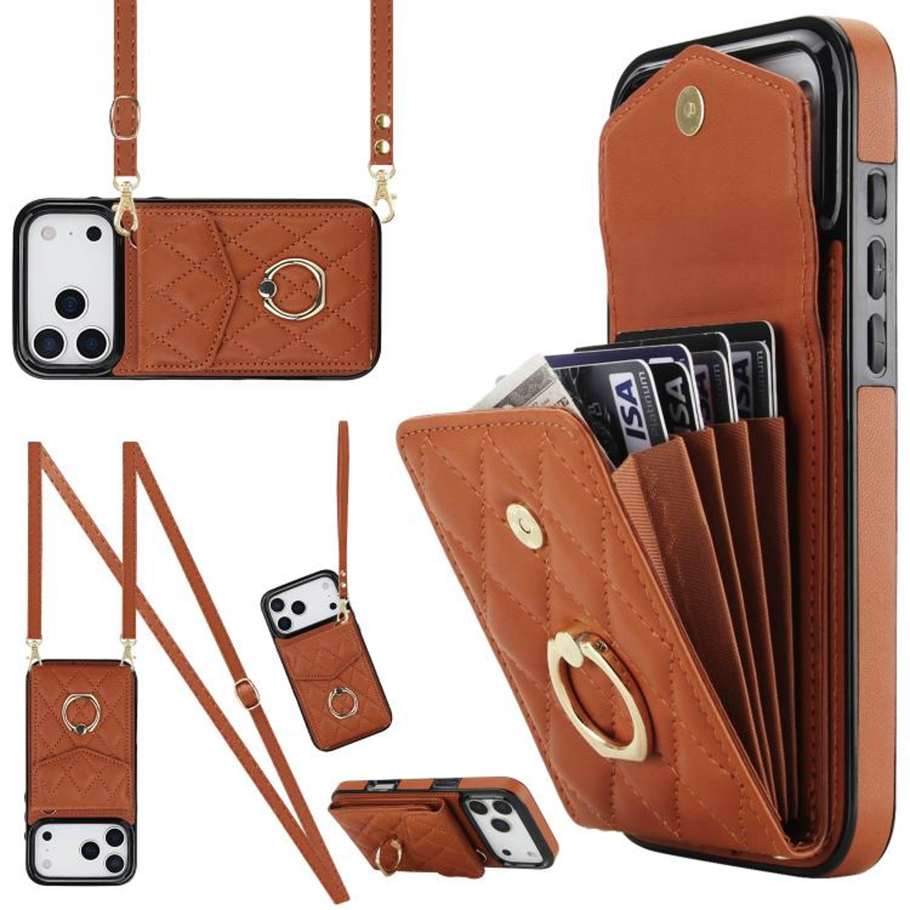 IPhone 18 Pro Max Wallet Case With RFID Protection And Long Crossbody Lanyard 12