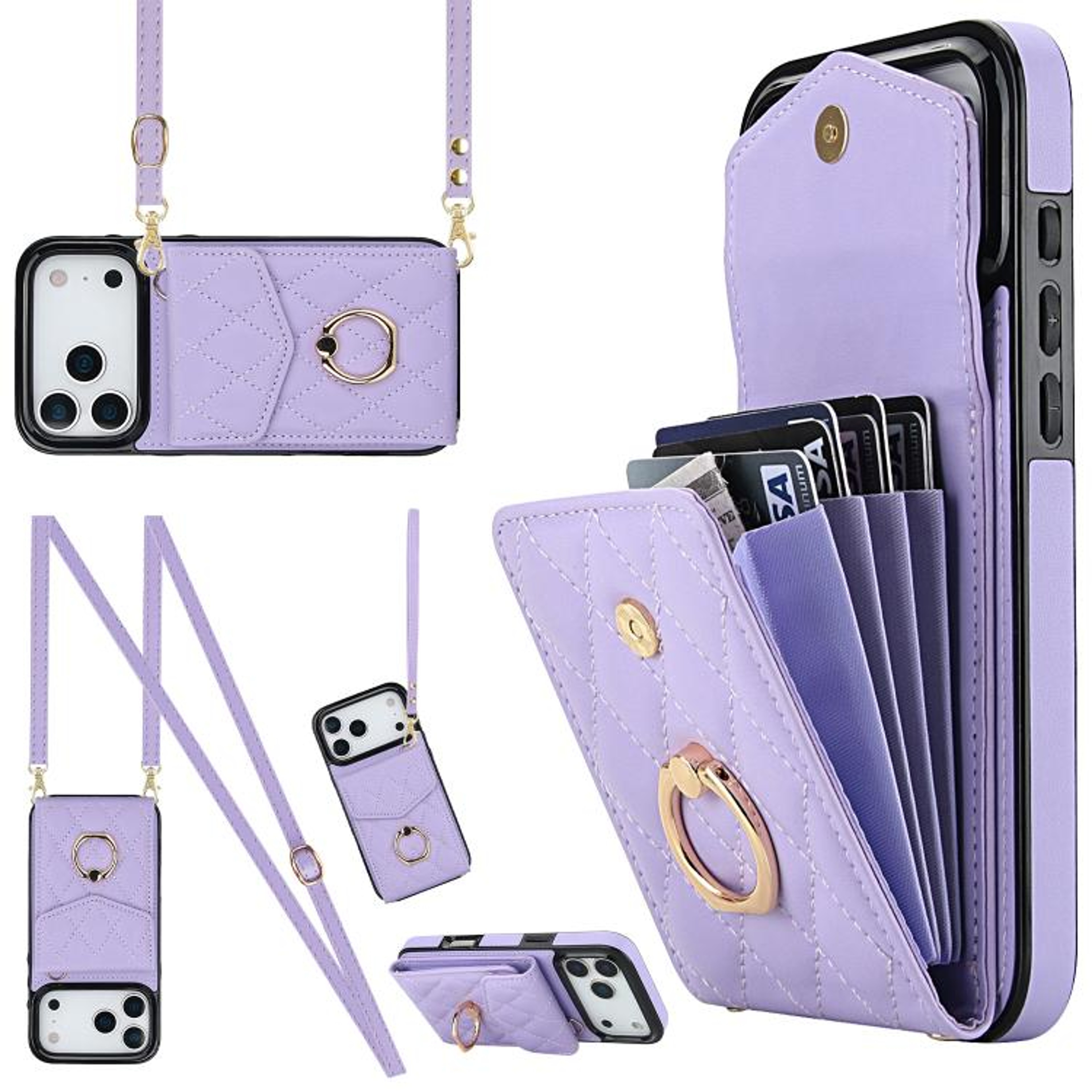 IPhone 18 Pro Max Wallet Case With RFID Protection And Long Crossbody Lanyard 14