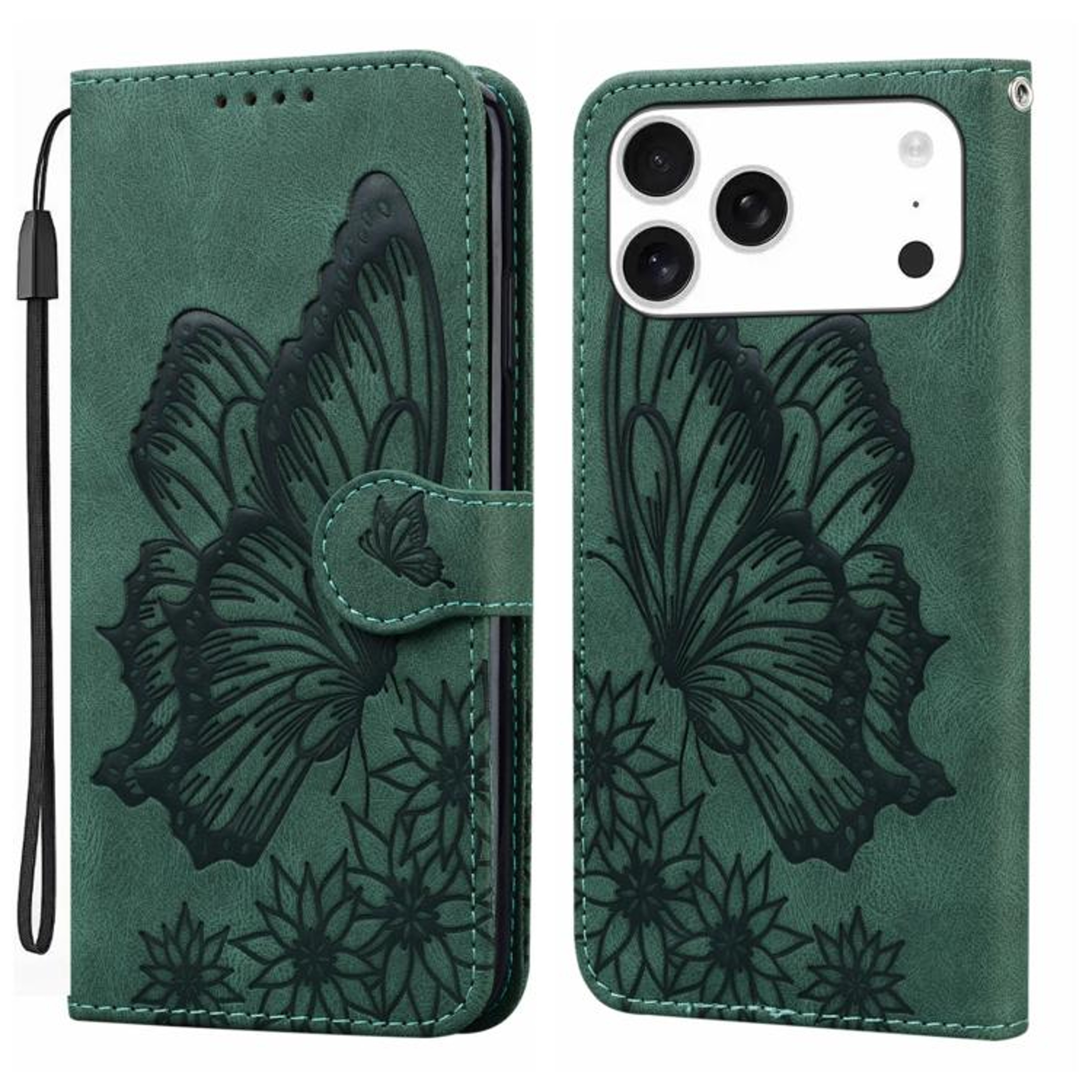 IPhone 18 Pro Max Butterfly Embossed PU Leather Flip Wallet Case 8