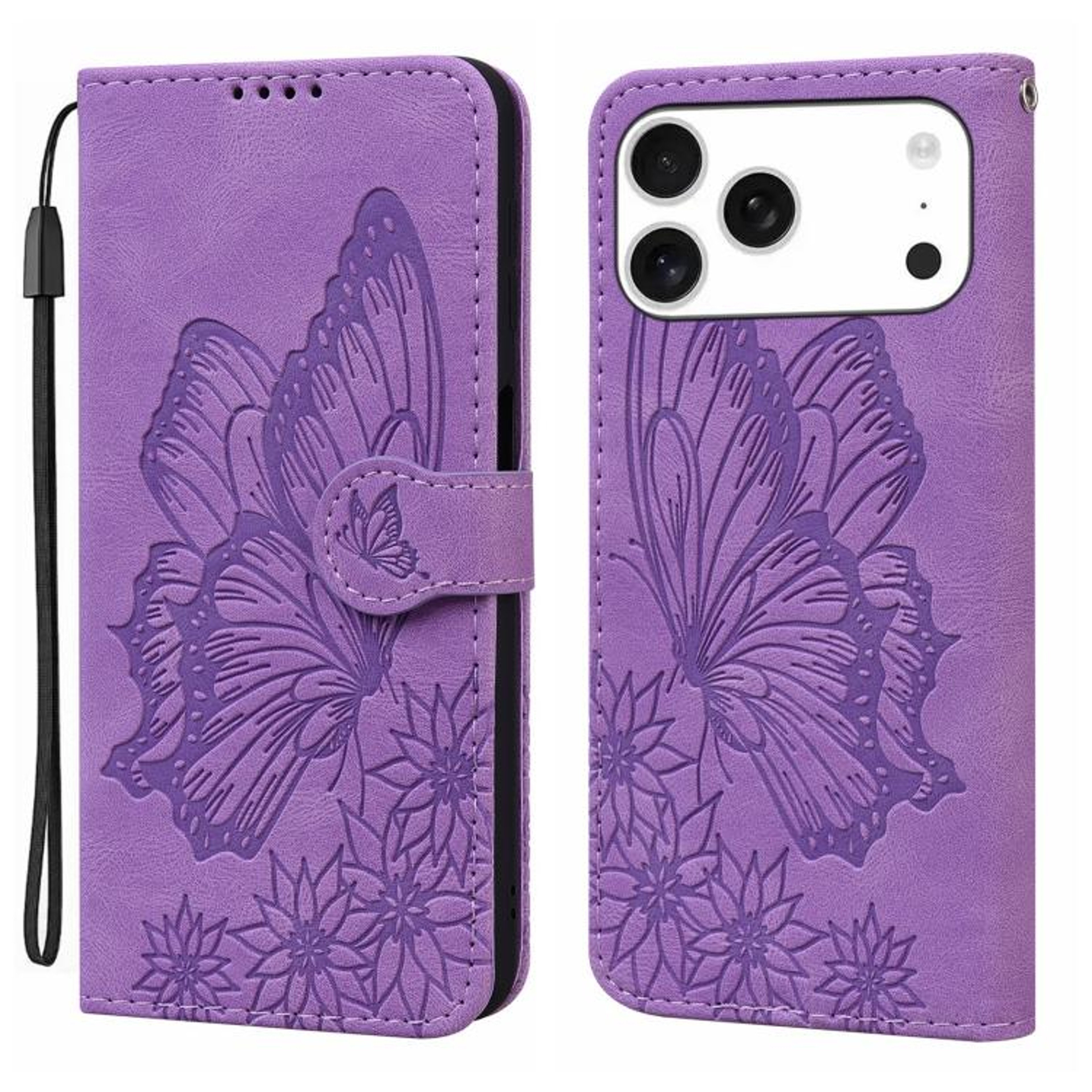 IPhone 18 Pro Max Butterfly Embossed PU Leather Flip Wallet Case 12