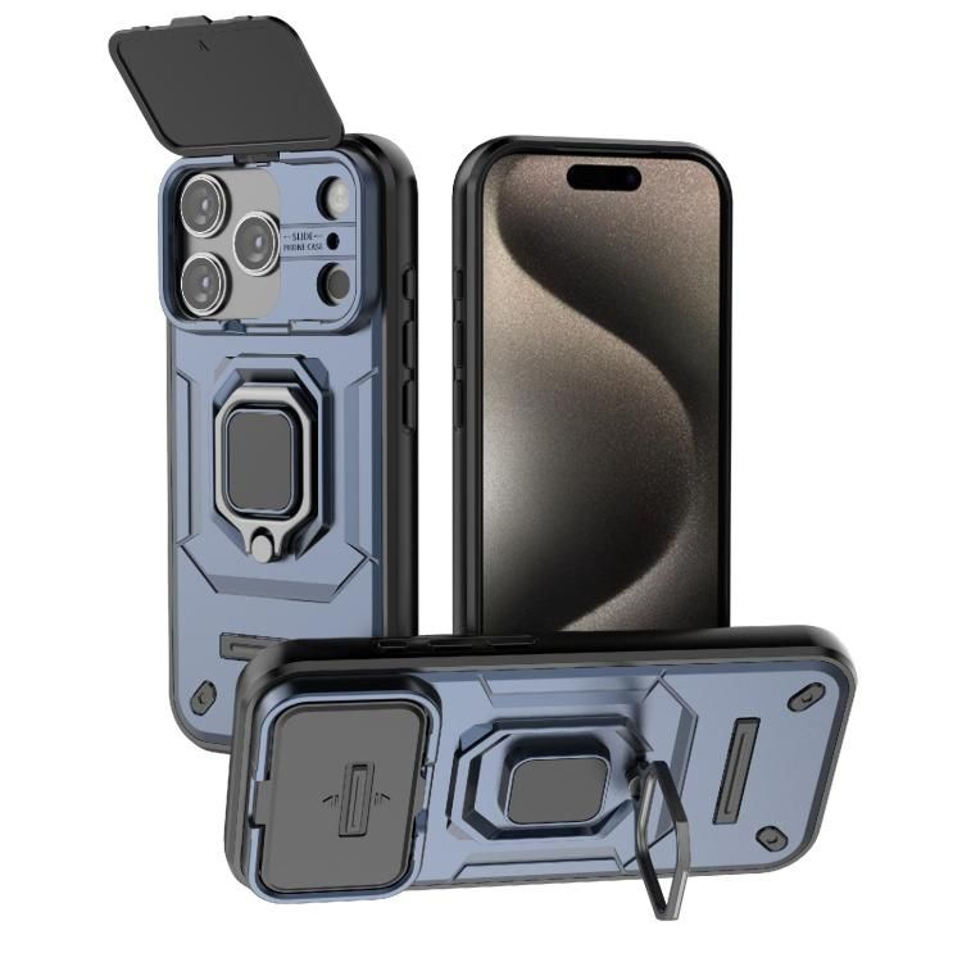 IPhone 18 Pro Shockproof Case With Sliding Camera Cover And Holder 7