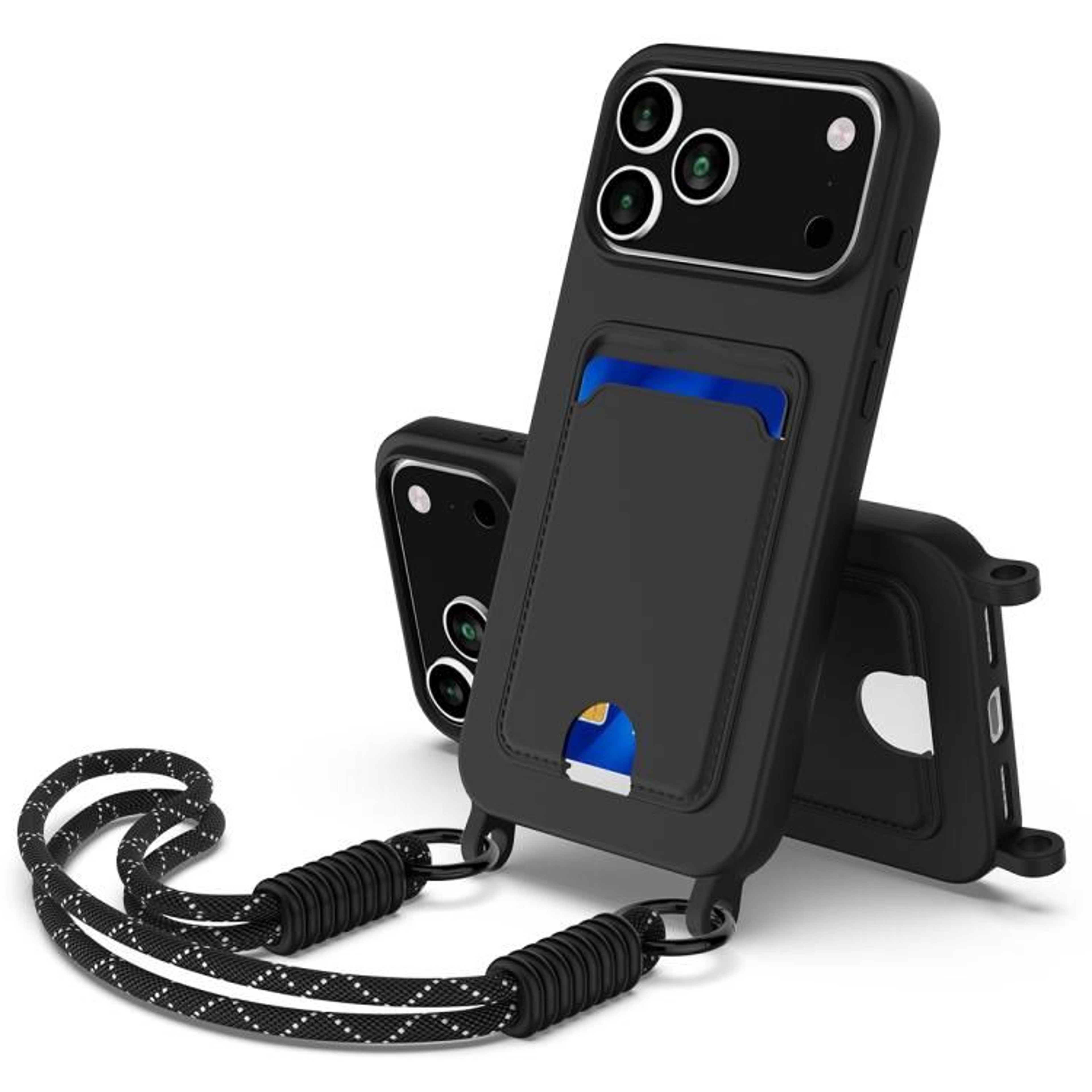 IPhone 18 Pro Max Silicone Case With Card Holder And Short Lanyard 8
