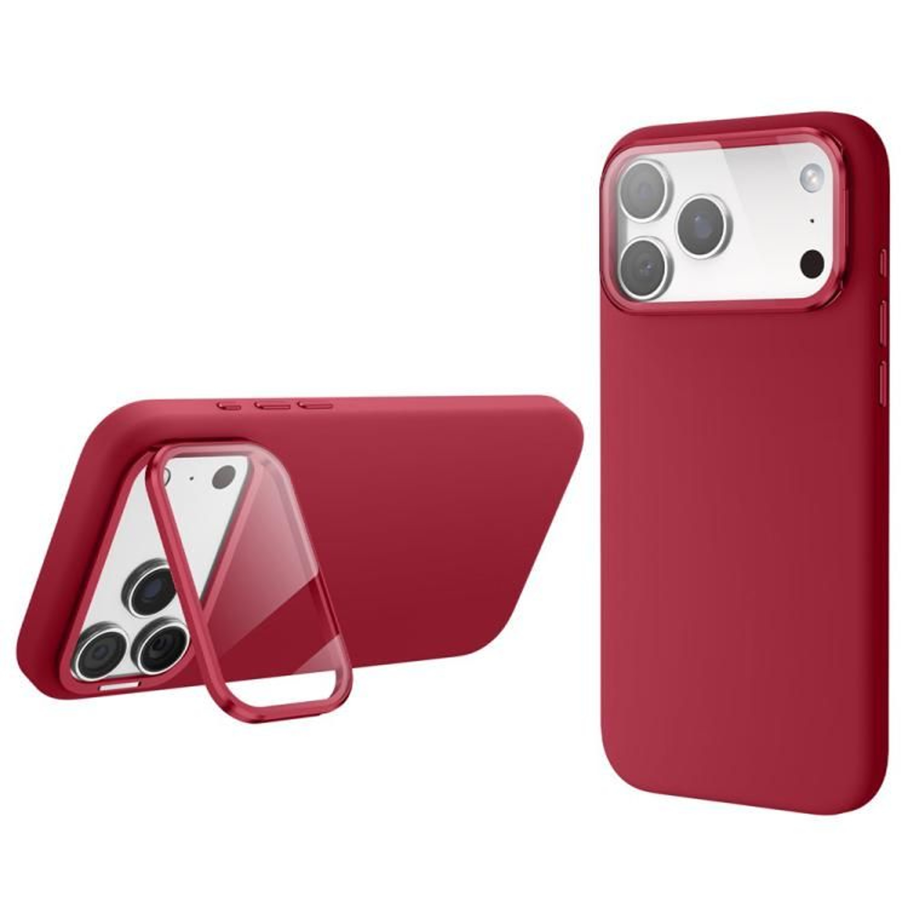 IPhone 18 Pro Magnetic Silicone Case With Camera Lens Cover And Kickstand 8