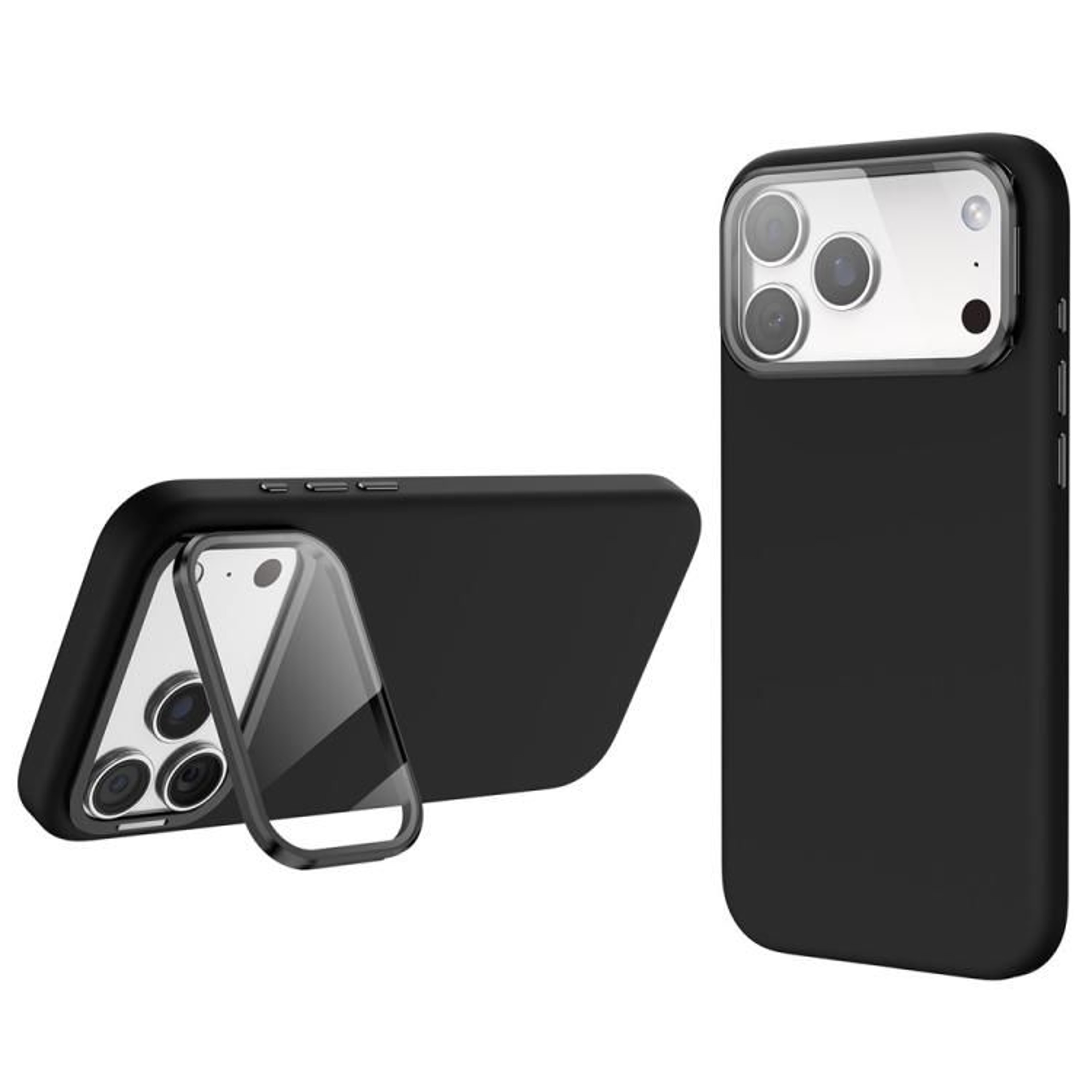 IPhone 18 Pro Magnetic Silicone Case With Camera Lens Cover And Kickstand 10