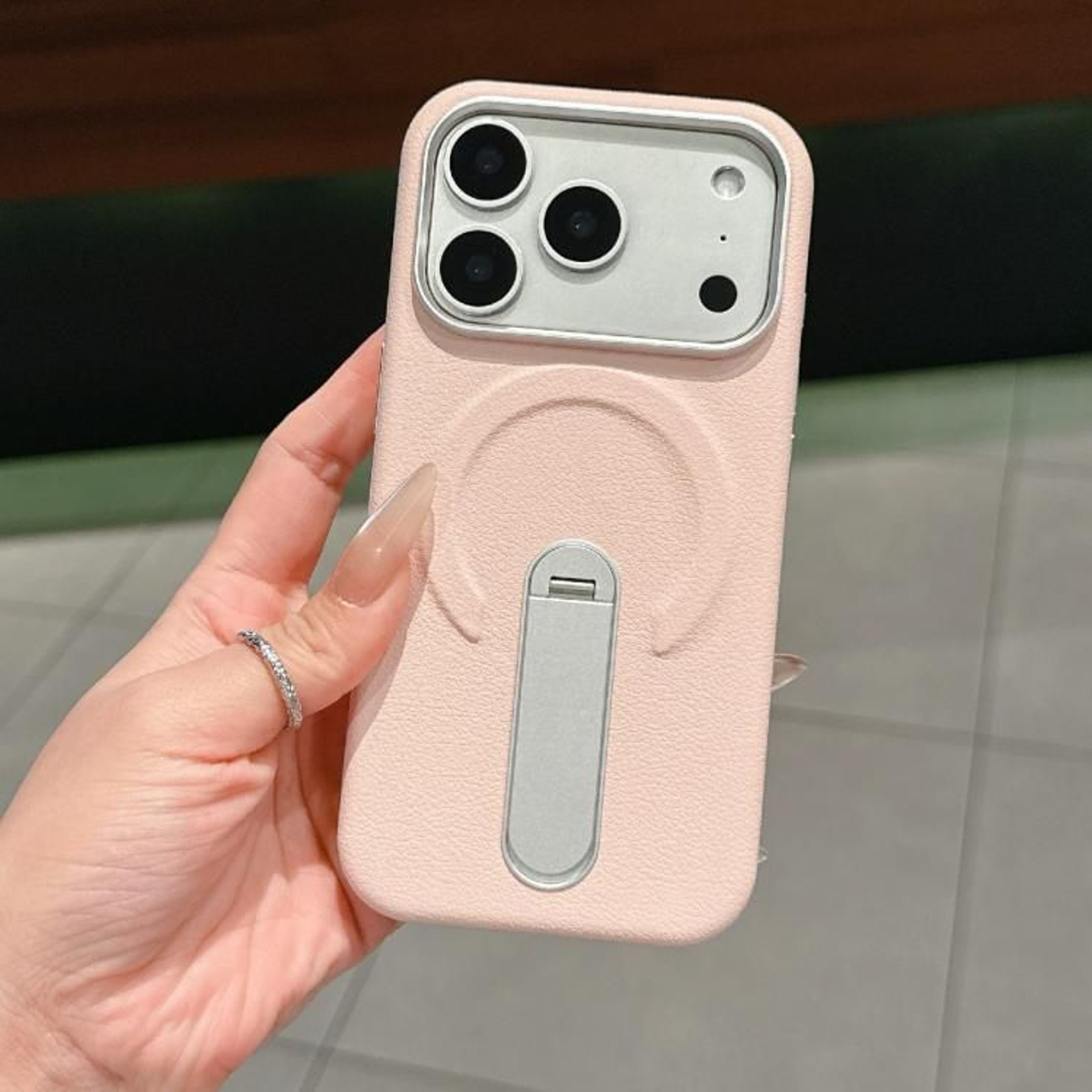 IPhone 18 Pro Magnetic Phone Case With Invisible Holder And Vegan Leather 11