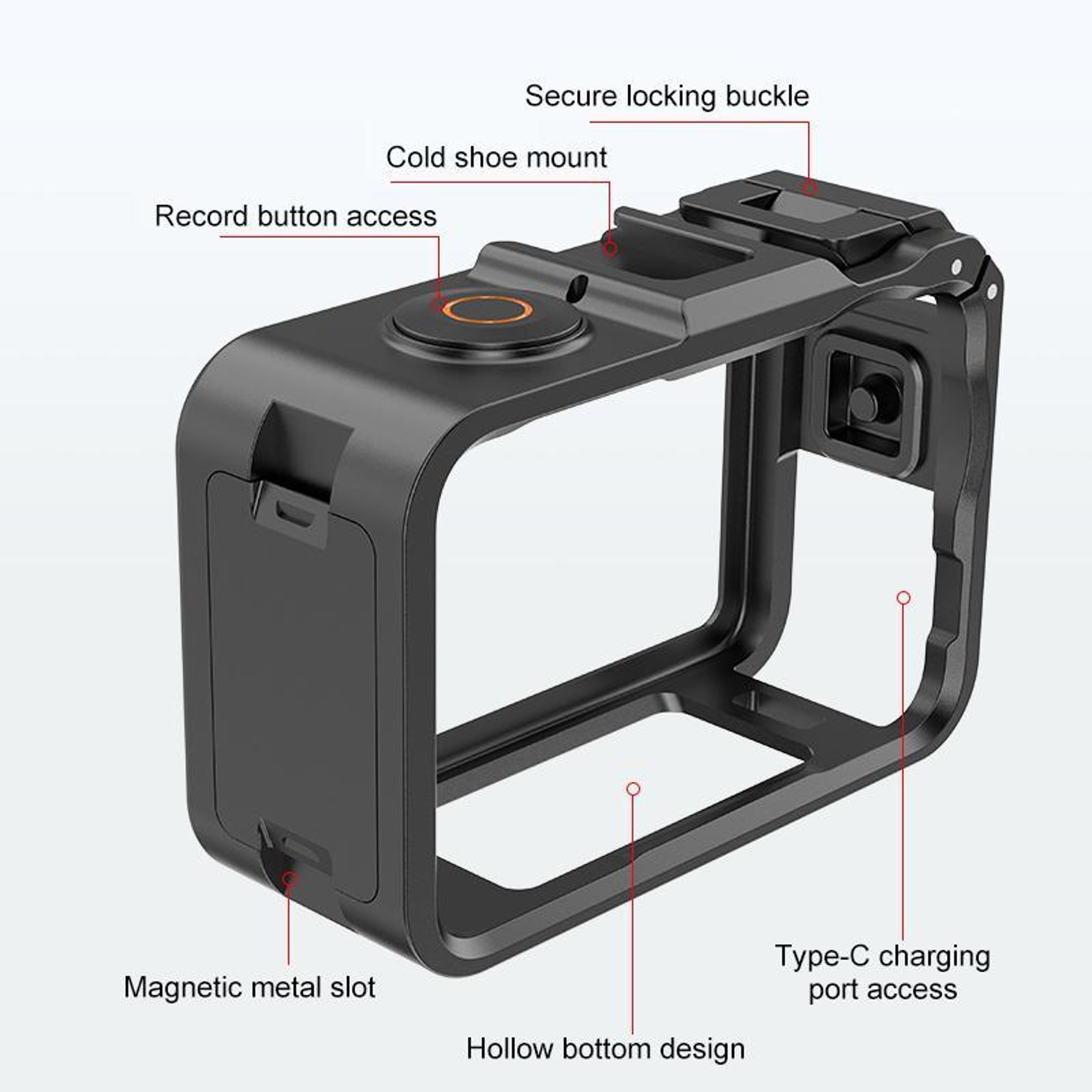 PULUZ DJI Osmo Action 6 Cage Protective Action Camera Cage With Cold Shoe Vertical Shooting Frame 3