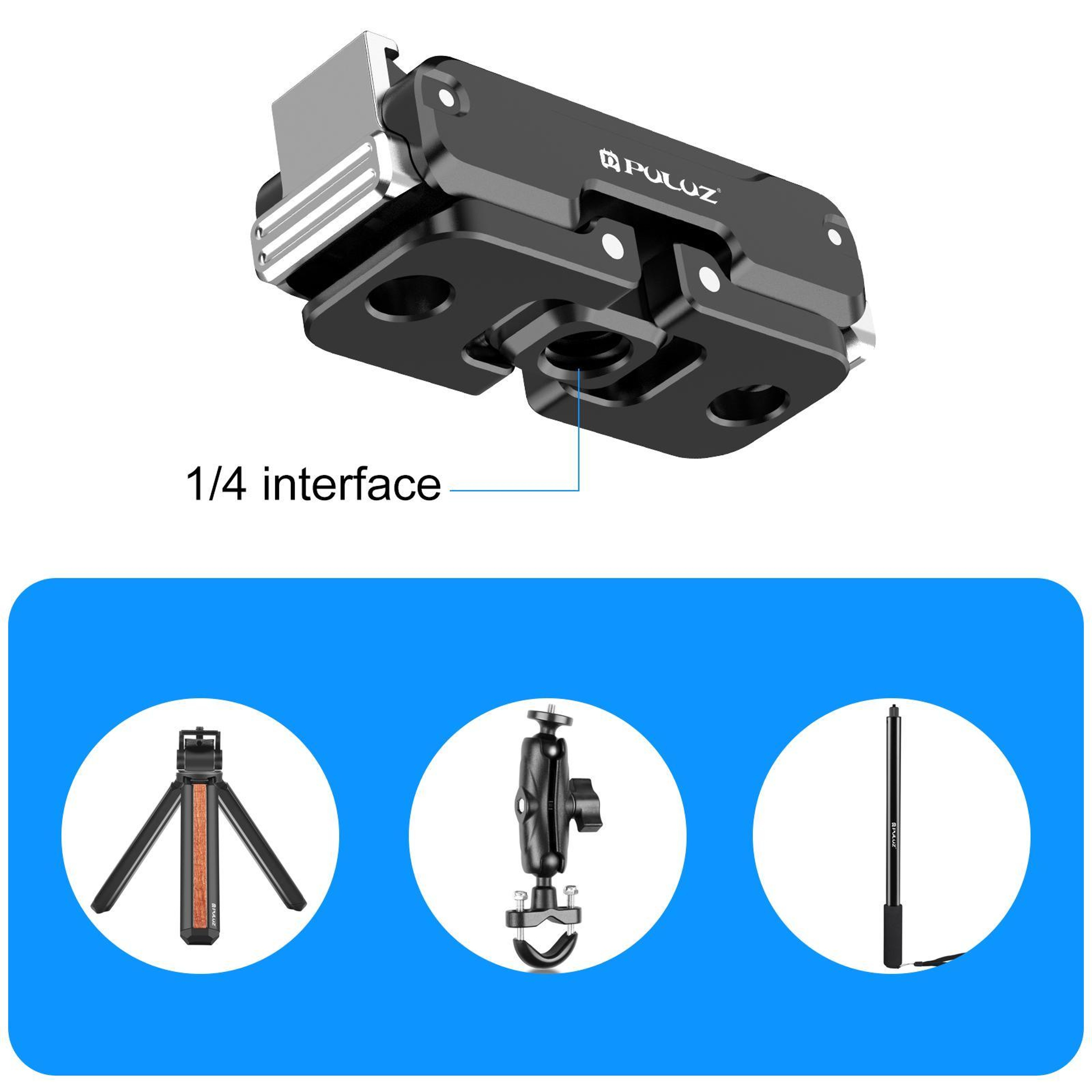 PULUZ Magnetic Quick Release Metal Base Mount for DJI Osmo Nano & Action 6 Cold Shoe Camera Mount – view 6
