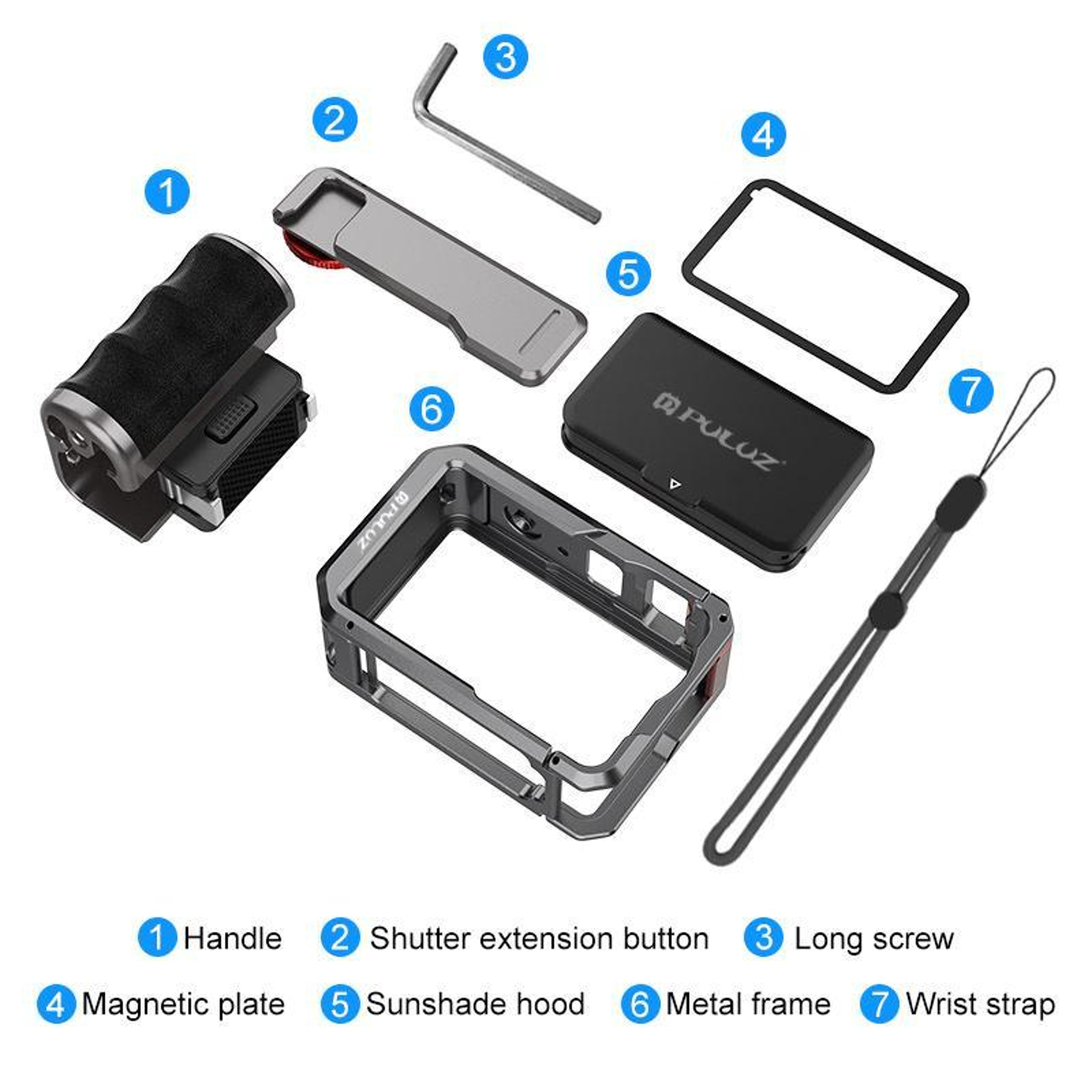 PULUZ Metal Camera Cage With Handle Grip For DJI Osmo Action 6 Quick Release Expansion Adapter 11
