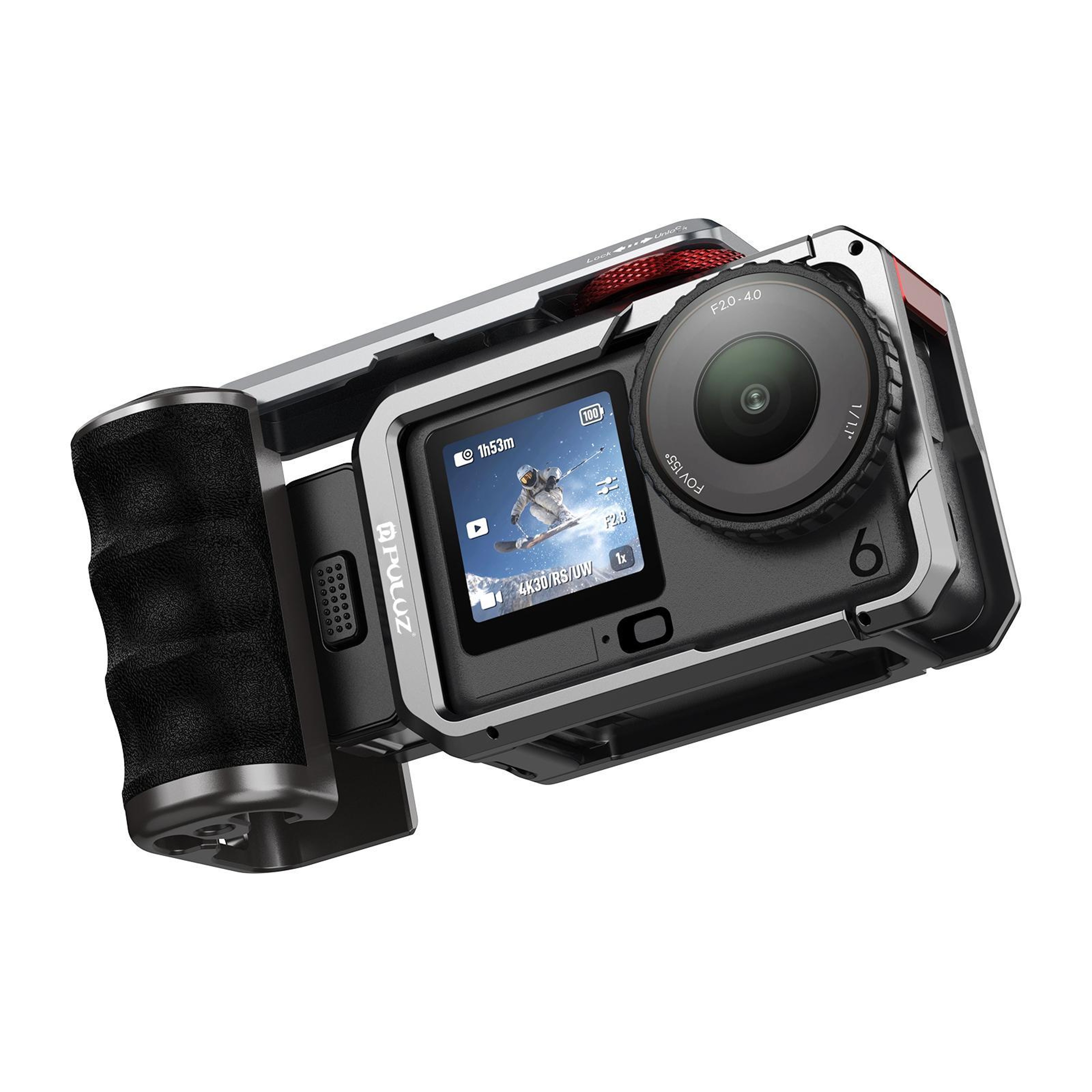 PULUZ Metal Camera Cage With Handle Grip For DJI Osmo Action 6 Quick Release Expansion Adapter 0