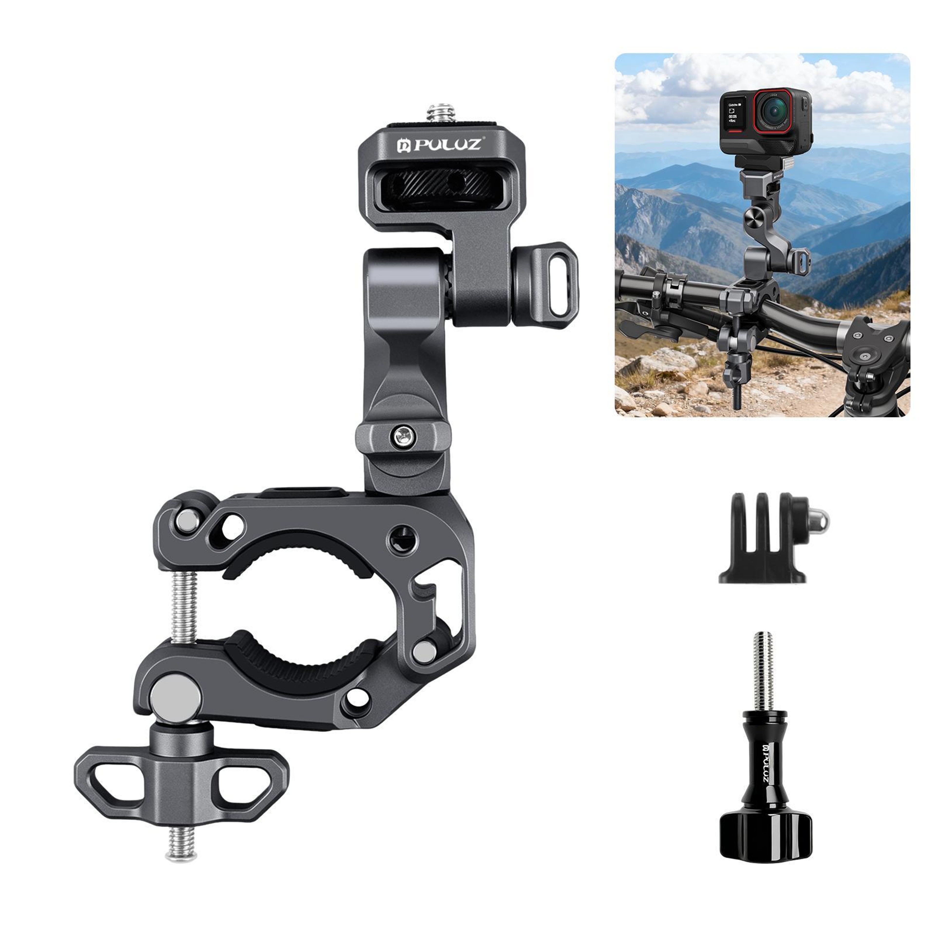 PULUZ 360 Rotating Motorcycle Camera Mount For GoPro Insta360  DJI Action Cameras 13