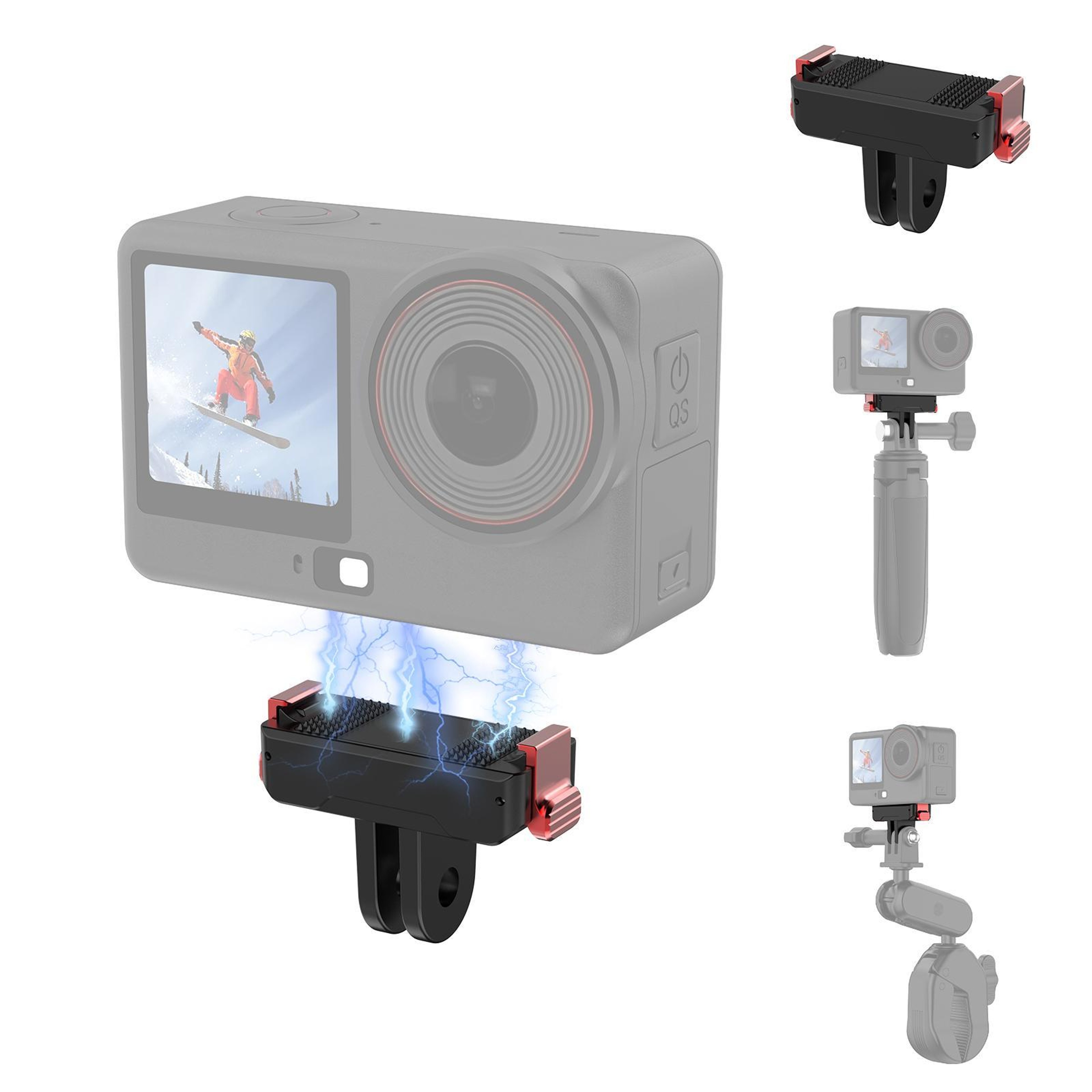PULUZ Quick Release Camera Mount For DJI Osmo Action 6 With Magnetic Lock  Cold Shoe Adapter 10