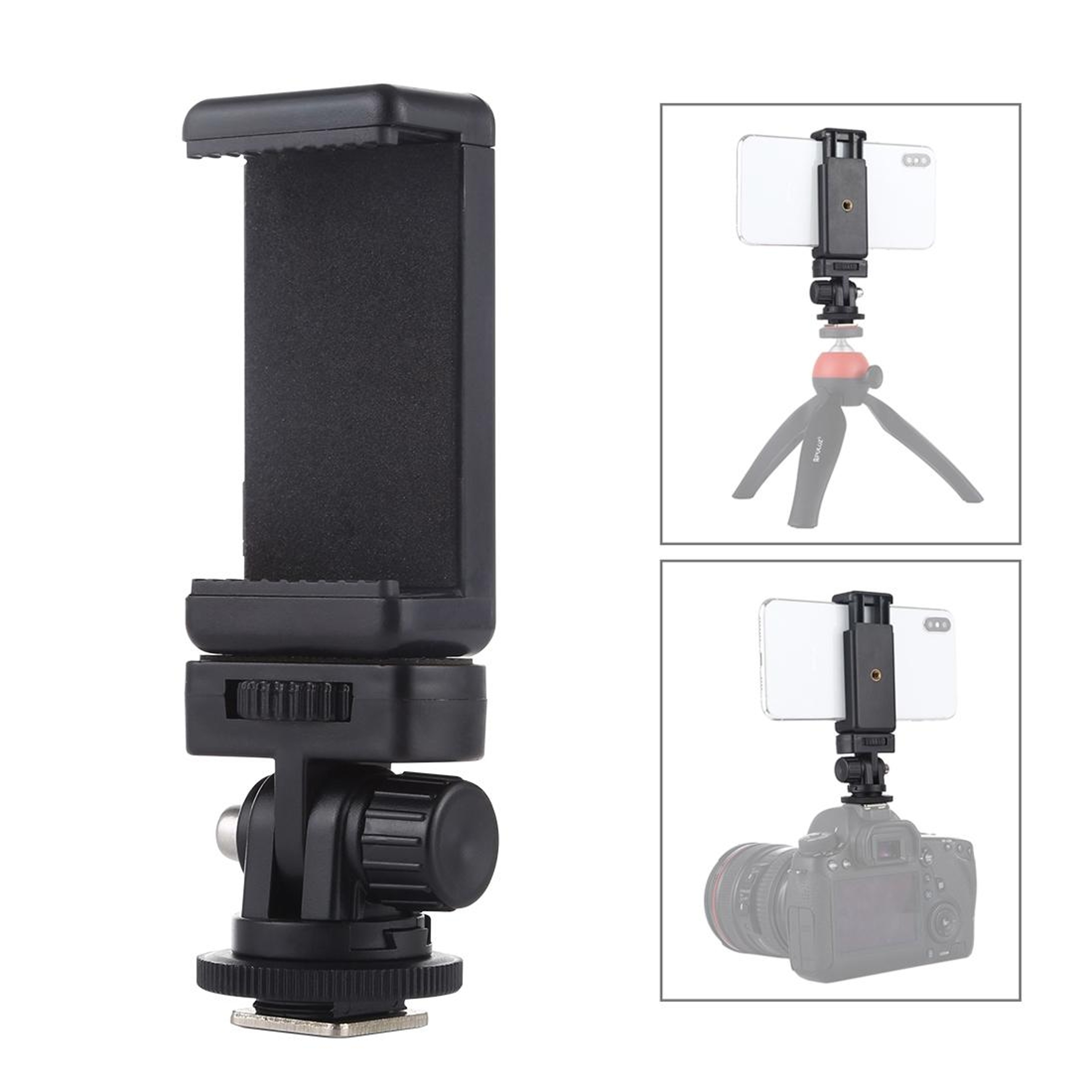 PULUZ Universal Cold Shoe Adapter  Tripod Mount Adapter With Adjustable Phone Clamp 9