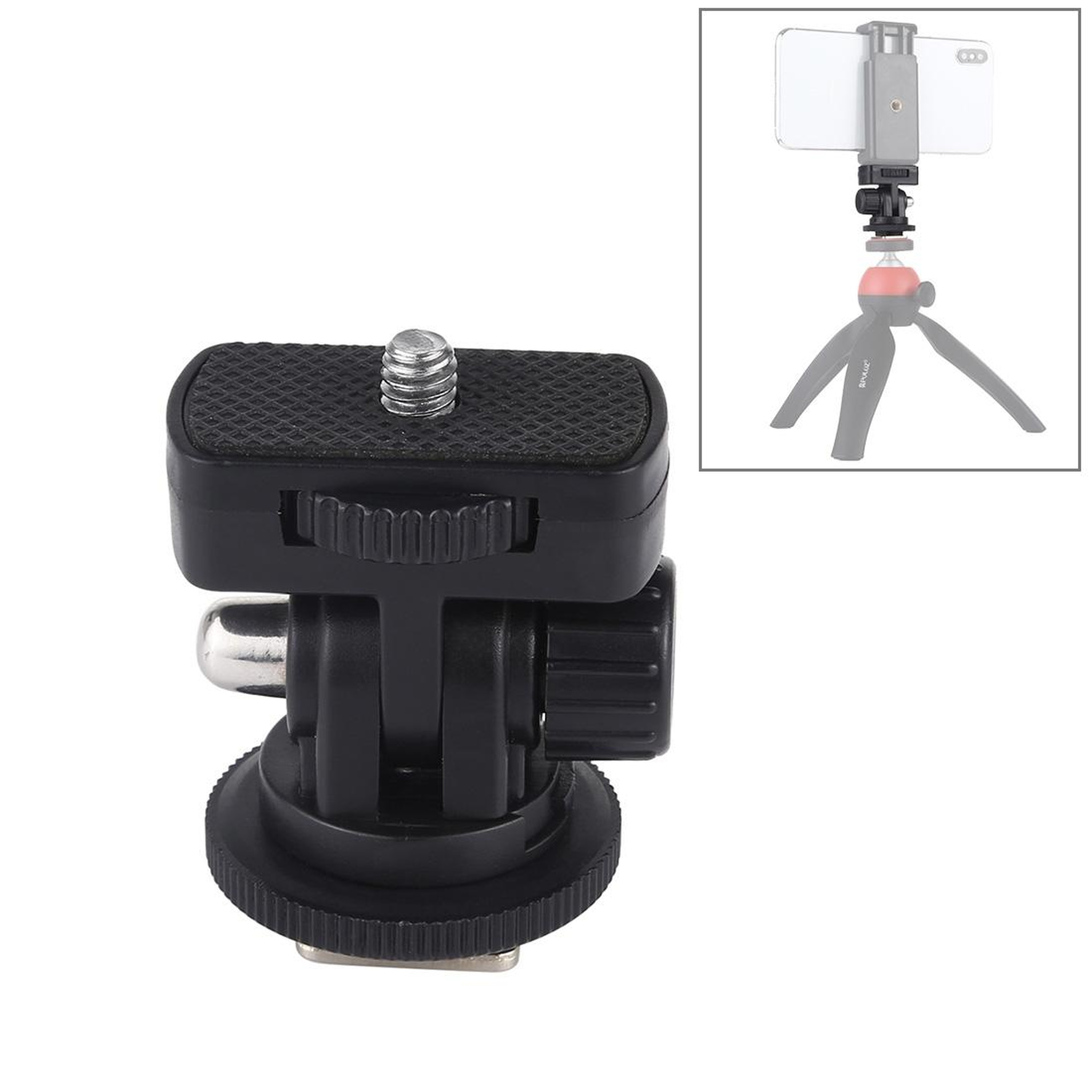 PULUZ Universal Cold Shoe Adapter  Tripod Mount Adapter With Adjustable Phone Clamp 10
