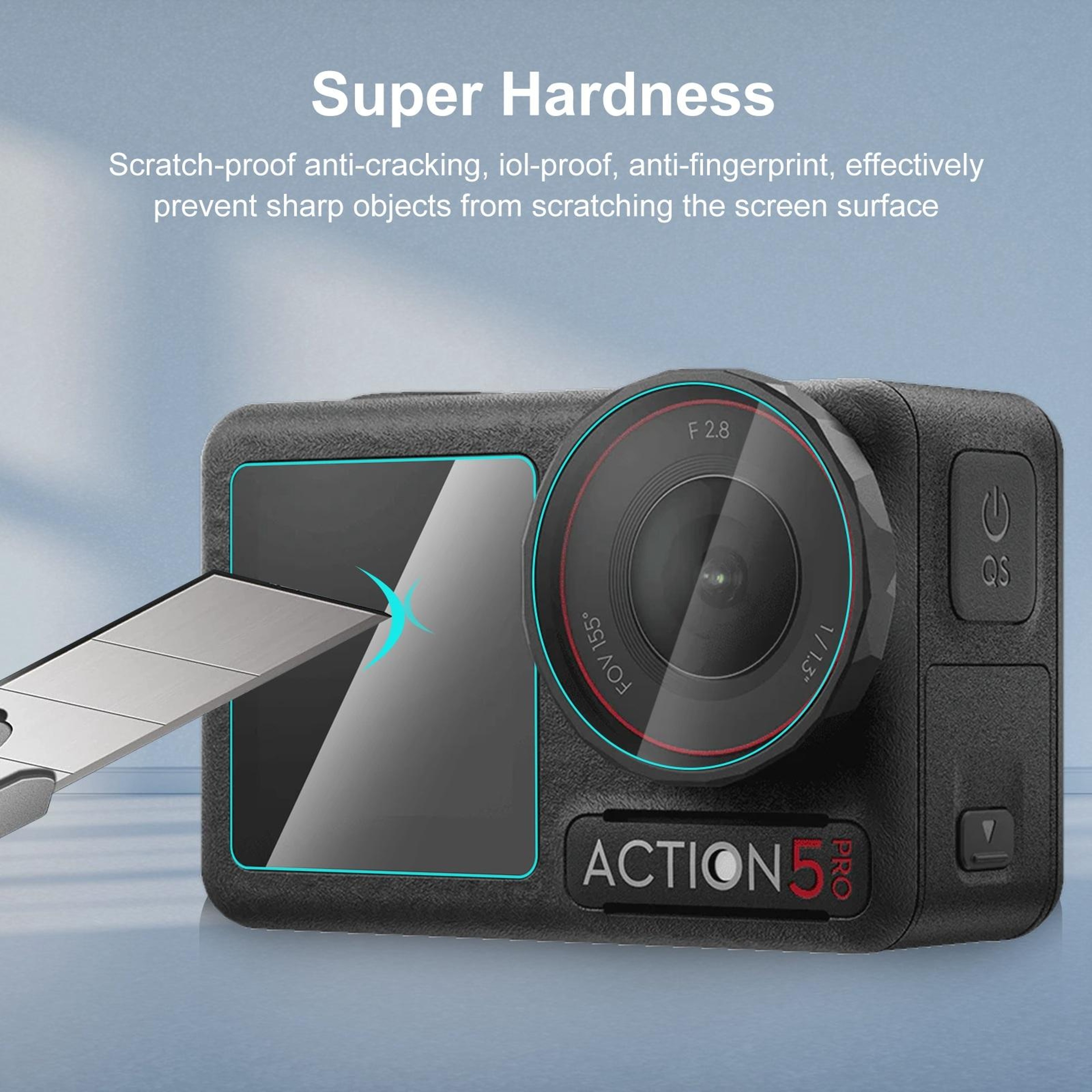 PULUZ DJI Osmo Action 5 Pro Tempered Glass Screen Protector 3 in 1 Lens & Display Shield – view 5