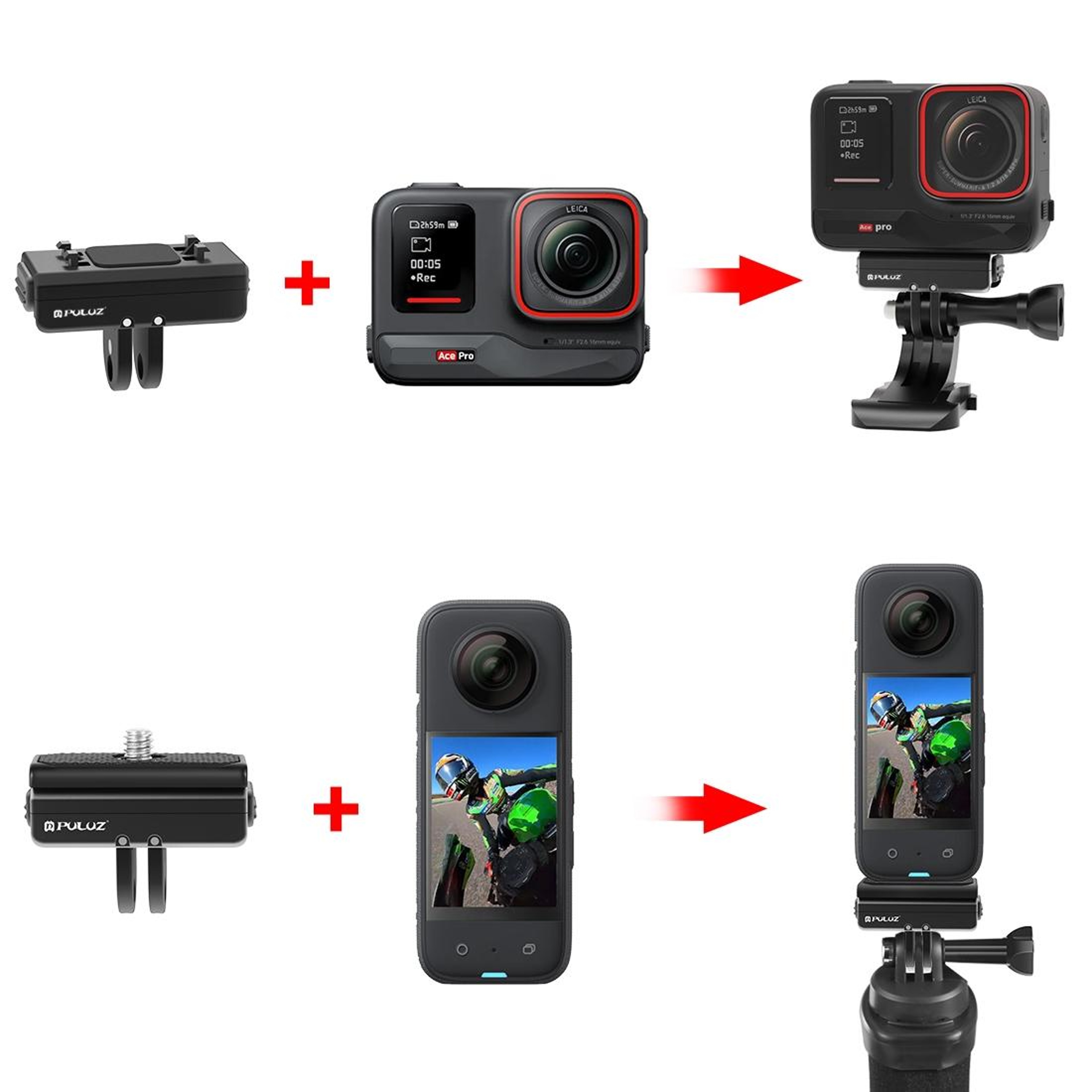 PULUZ Magnetic Insta360 Quick Release Mount With Adapter For Ace Pro  X4 8