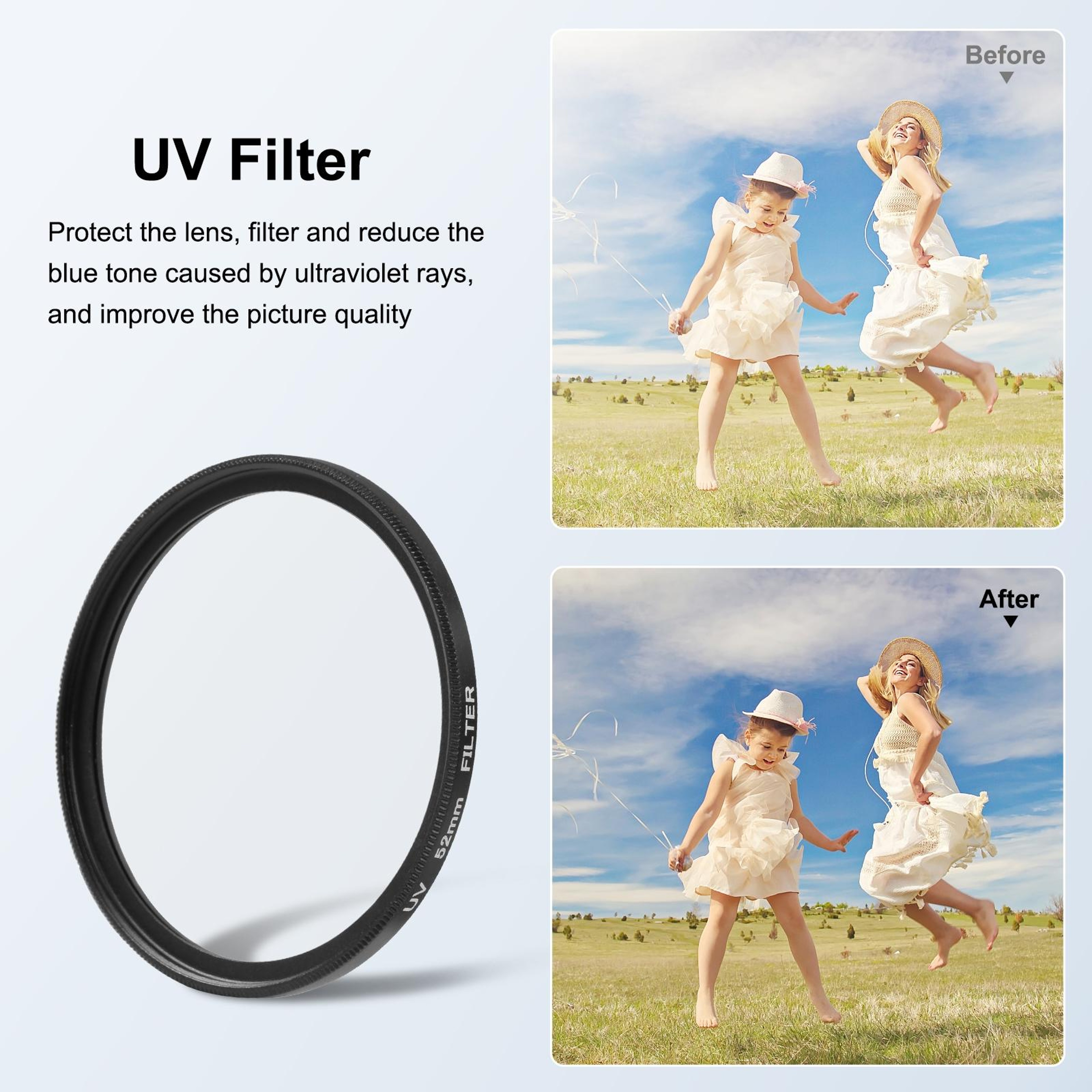 PULUZ 52mm GoPro UV Filter Kit With Adapter Ring For HERO12 HERO11 HERO10  HERO9 3