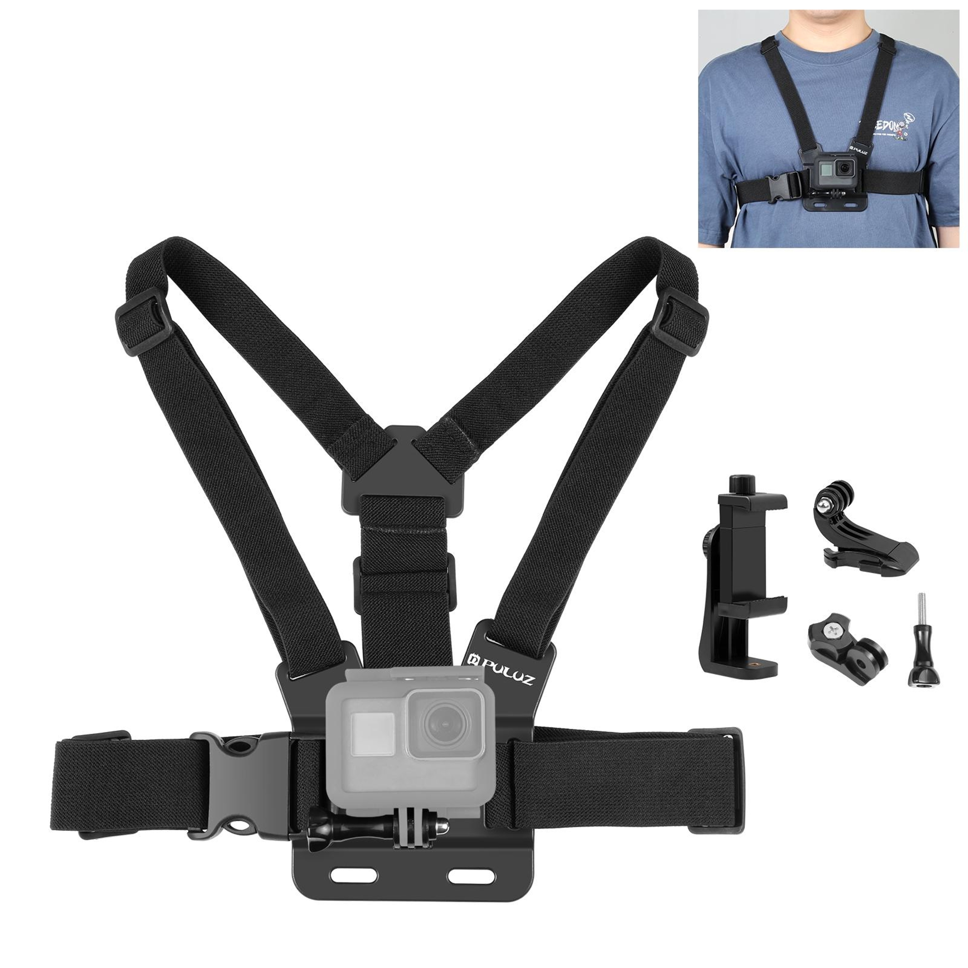 PULUZ Adjustable Chest Mount Harness with Phone Holder for Action Cameras & Outdoor Adventures – view 1