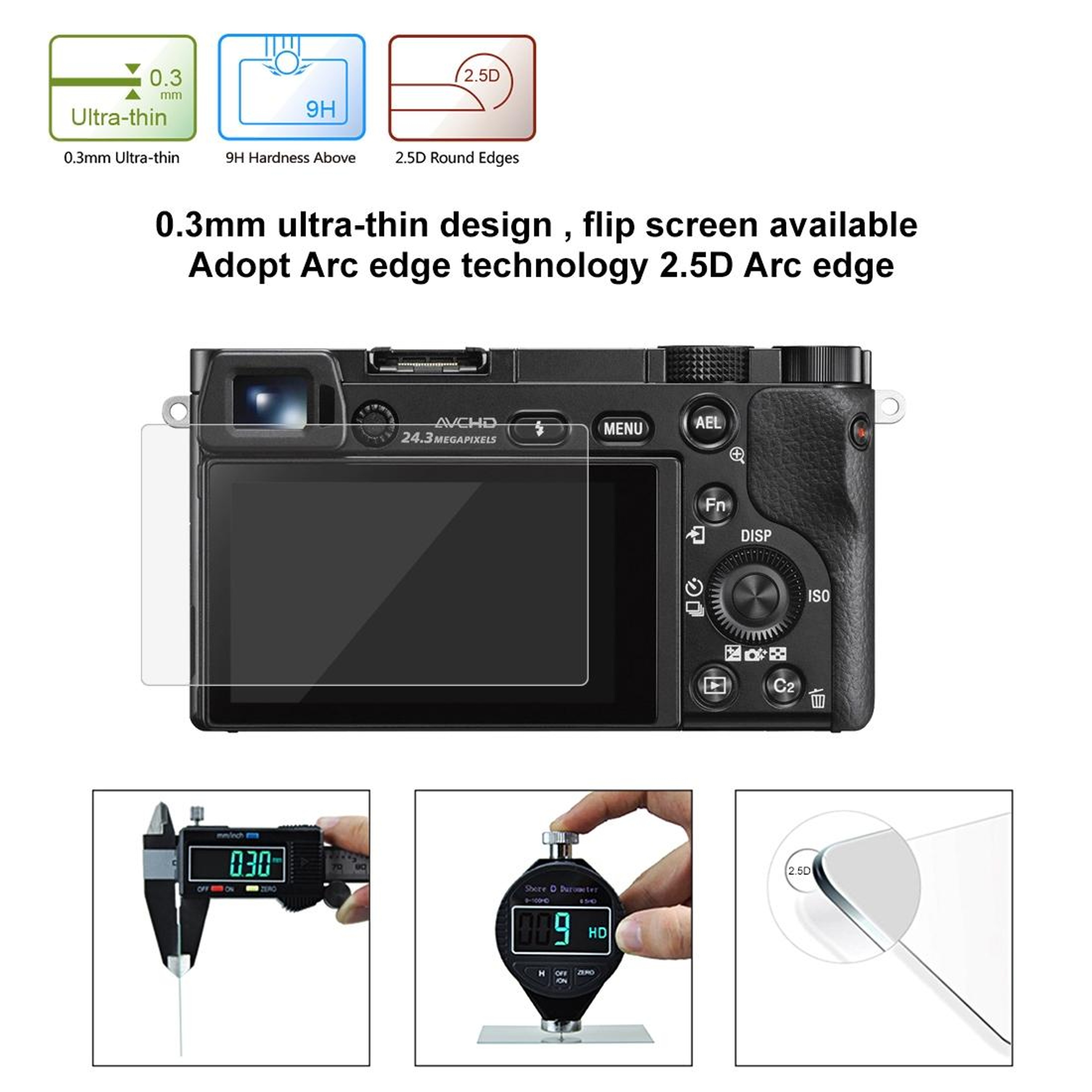 PULUZ 9H Tempered Glass Camera Screen Protector For Sony A6000  Compatible Models 5