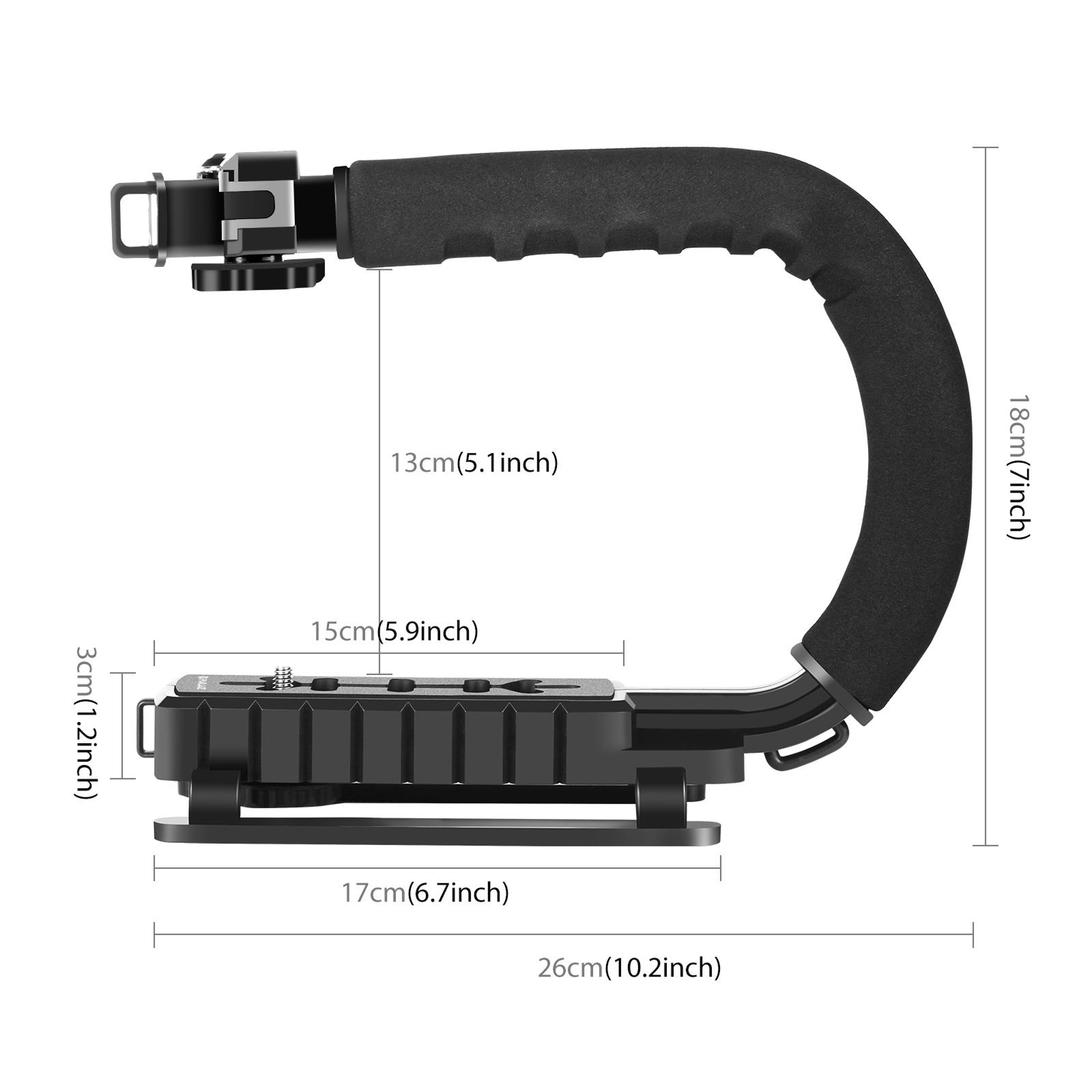 PULUZ Handheld Camera Stabilizer Rig With 3 Cold Shoe Mounts For DSLR Video Recording 2