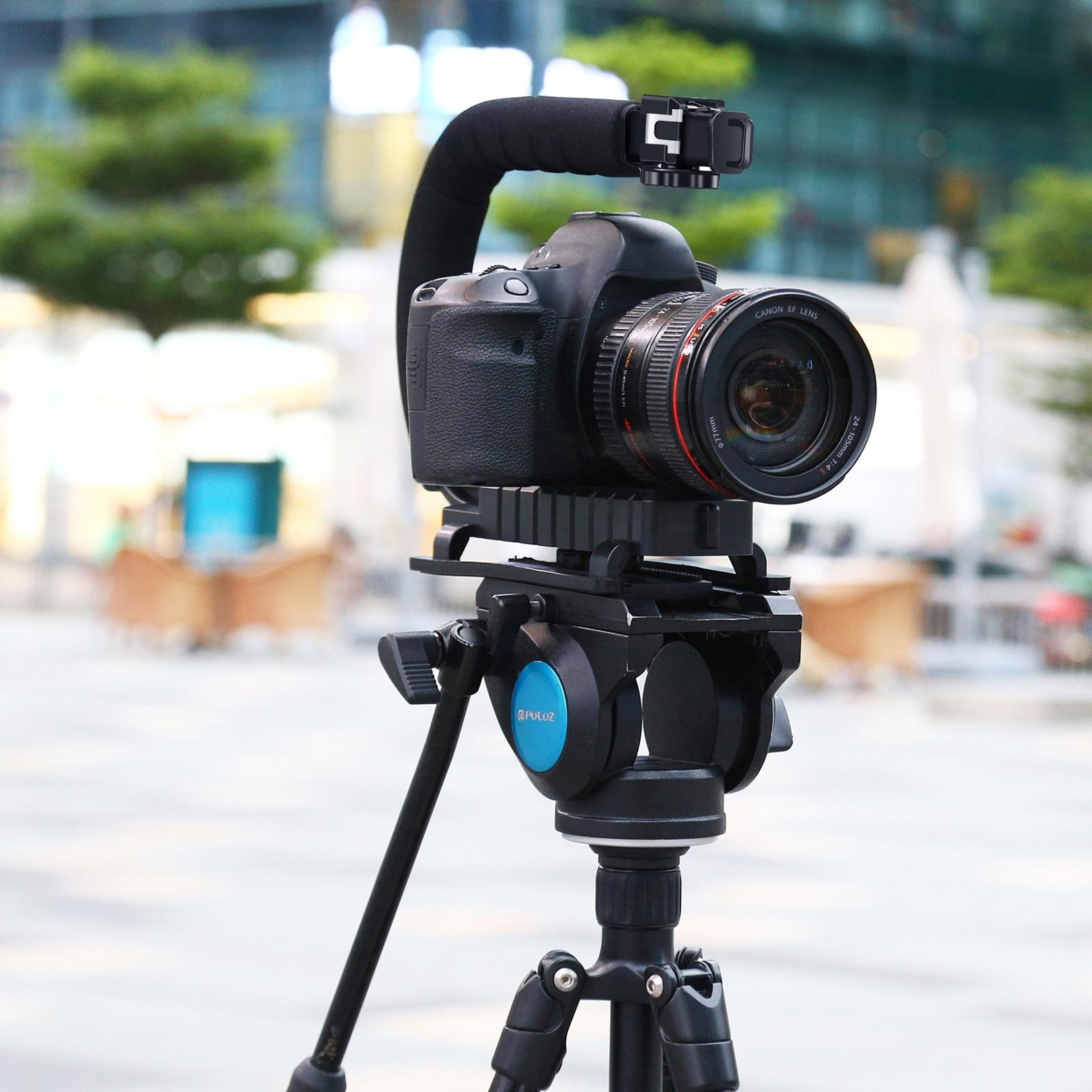 PULUZ Handheld Camera Stabilizer Rig With 3 Cold Shoe Mounts For DSLR Video Recording 0
