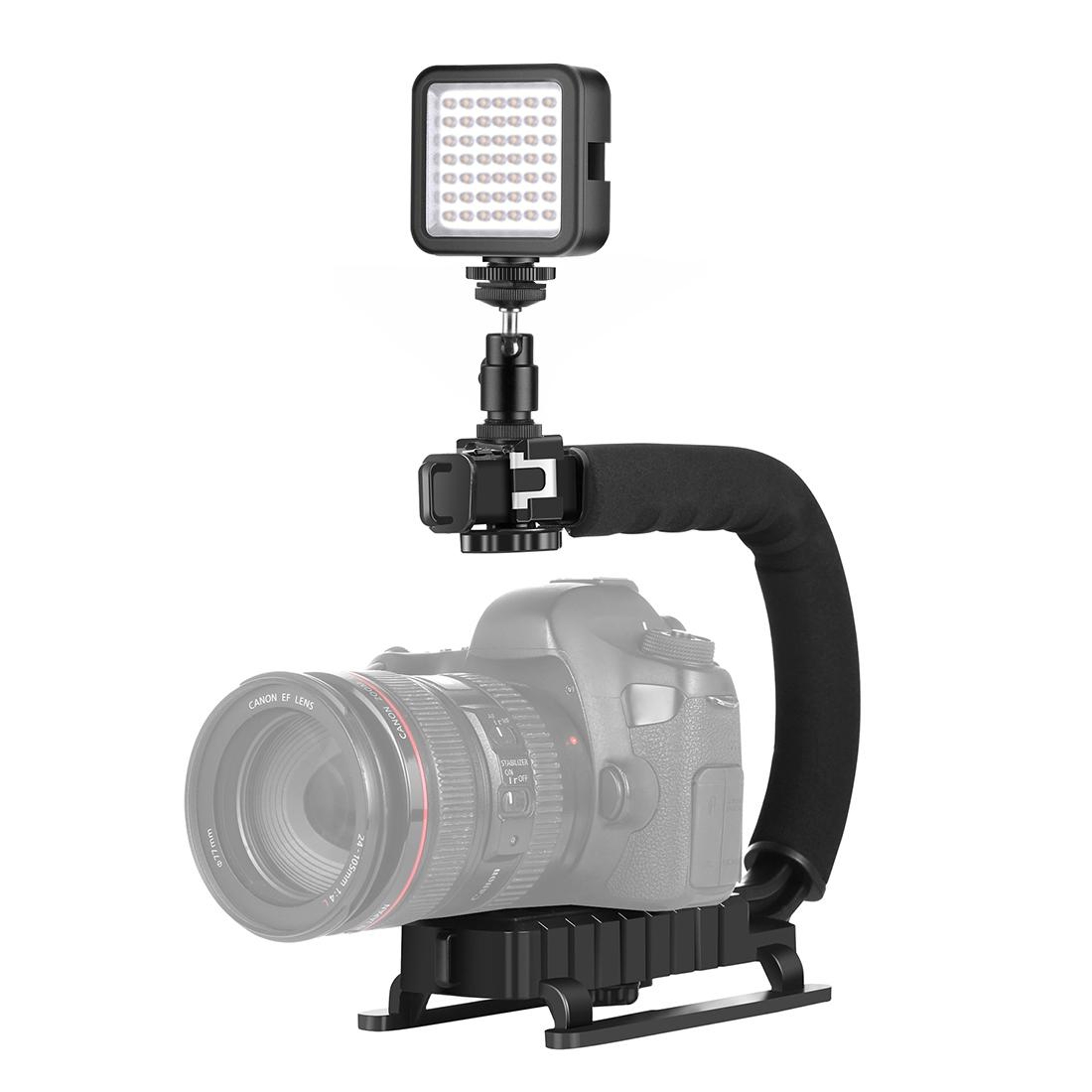 PULUZ Handheld Camera Stabilizer Rig With 3 Cold Shoe Mounts For DSLR Video Recording 13