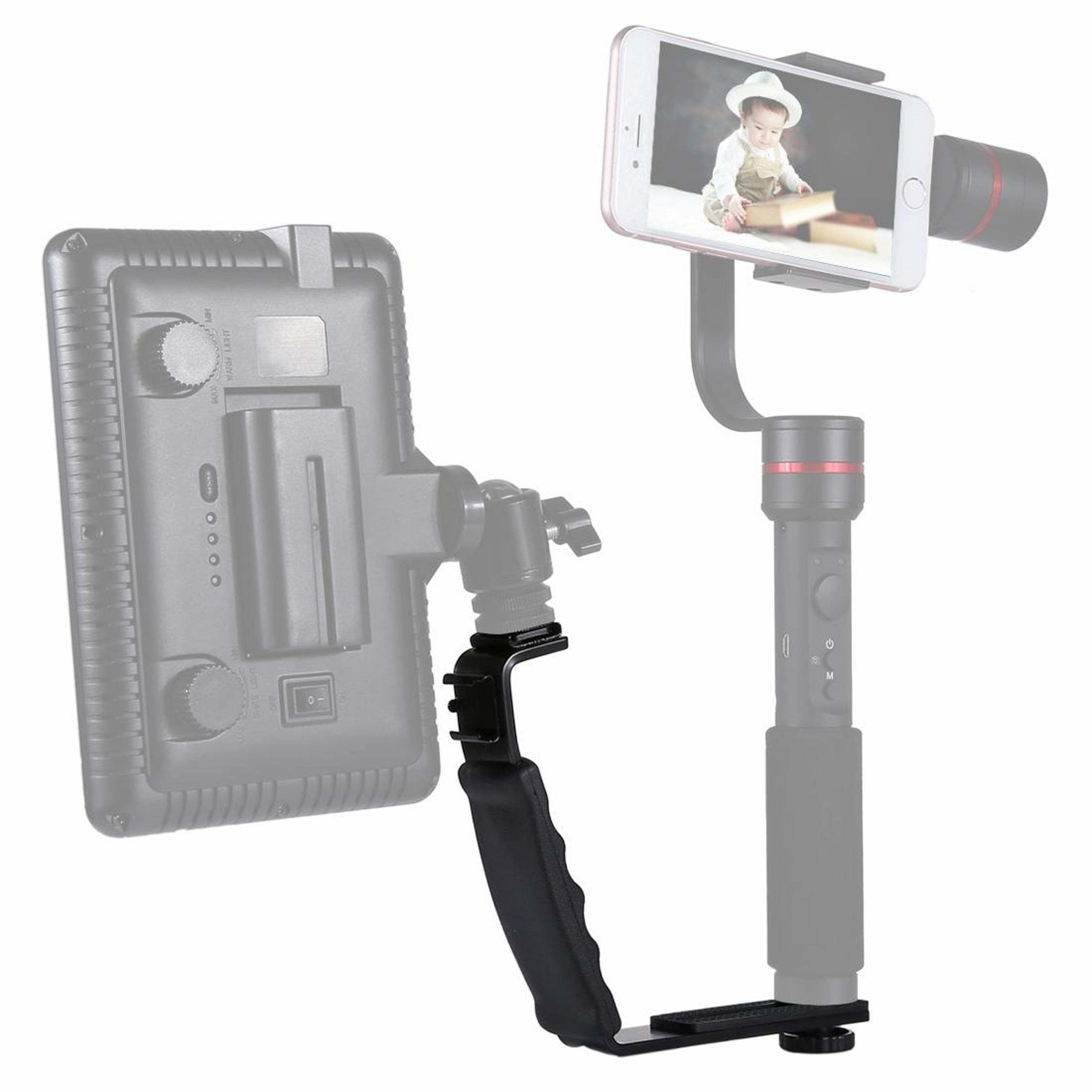 PULUZ DSLR Camera L Bracket Grip With Dual Cold Shoe Mounts For Flash  Video Lighting 0
