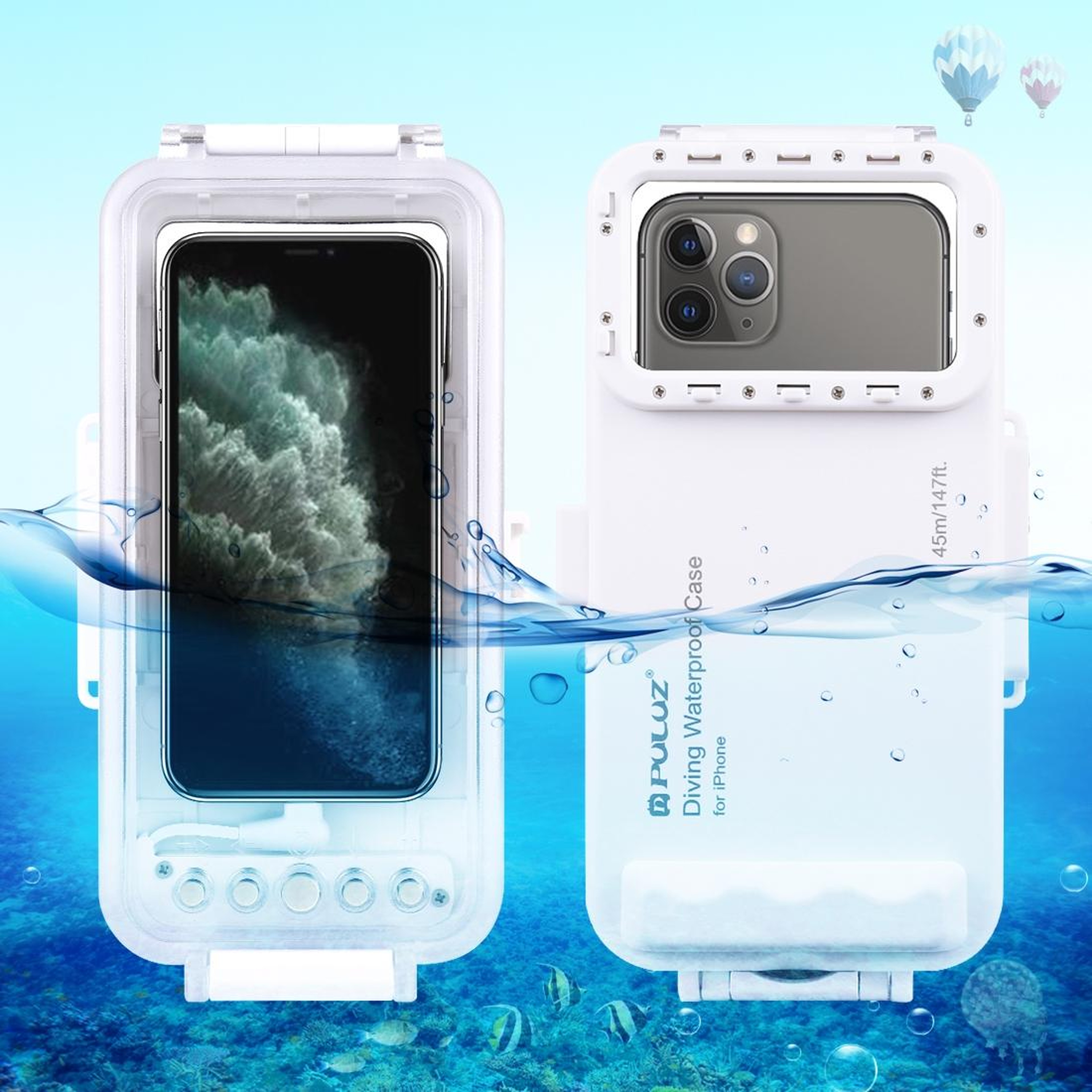 PULUZ 45m Waterproof Diving Case For IPhone  Underwater Photography Housing 12