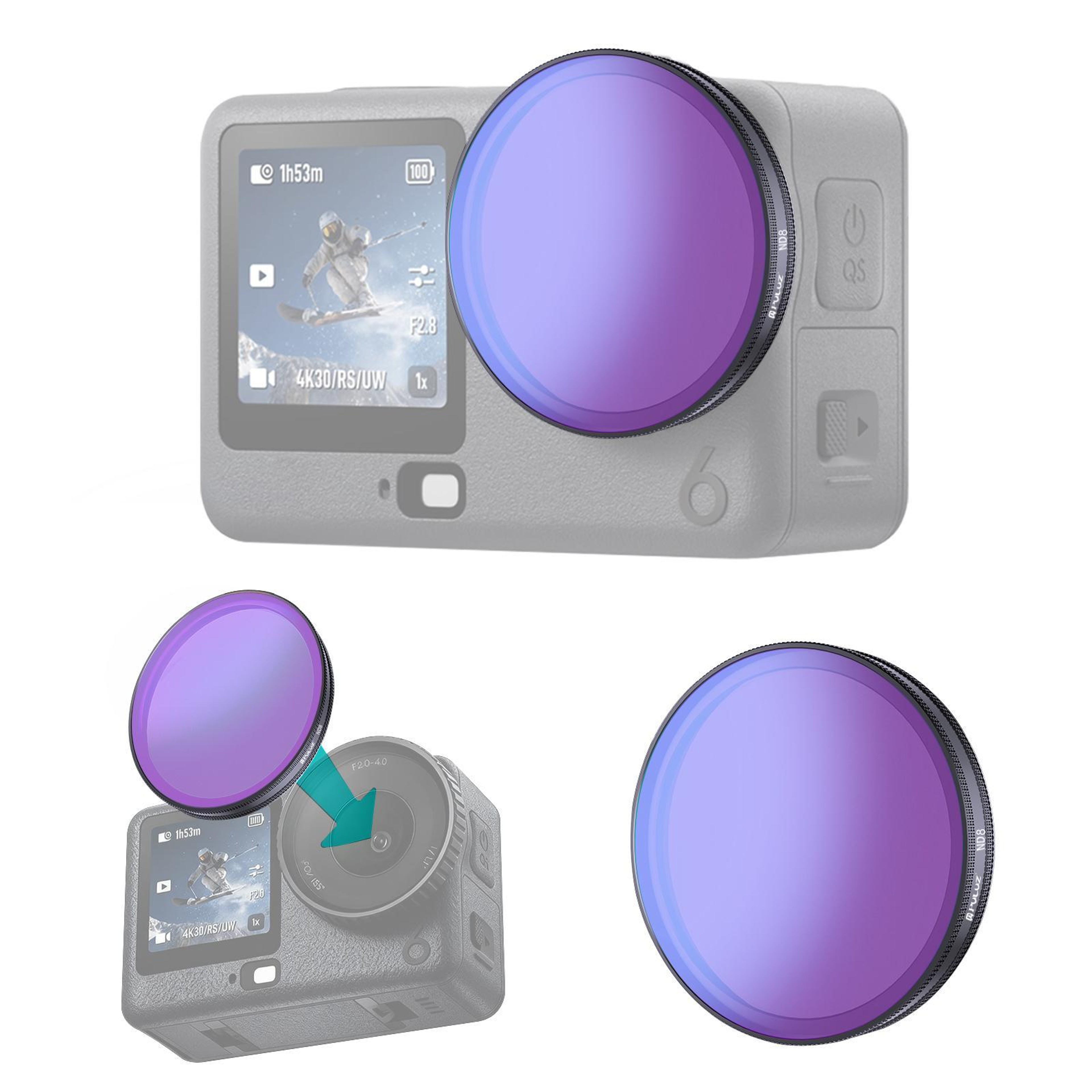 PULUZ Lens Filter For DJI Osmo Action 6 QuickRelease Optical Glass Camera Filter 8