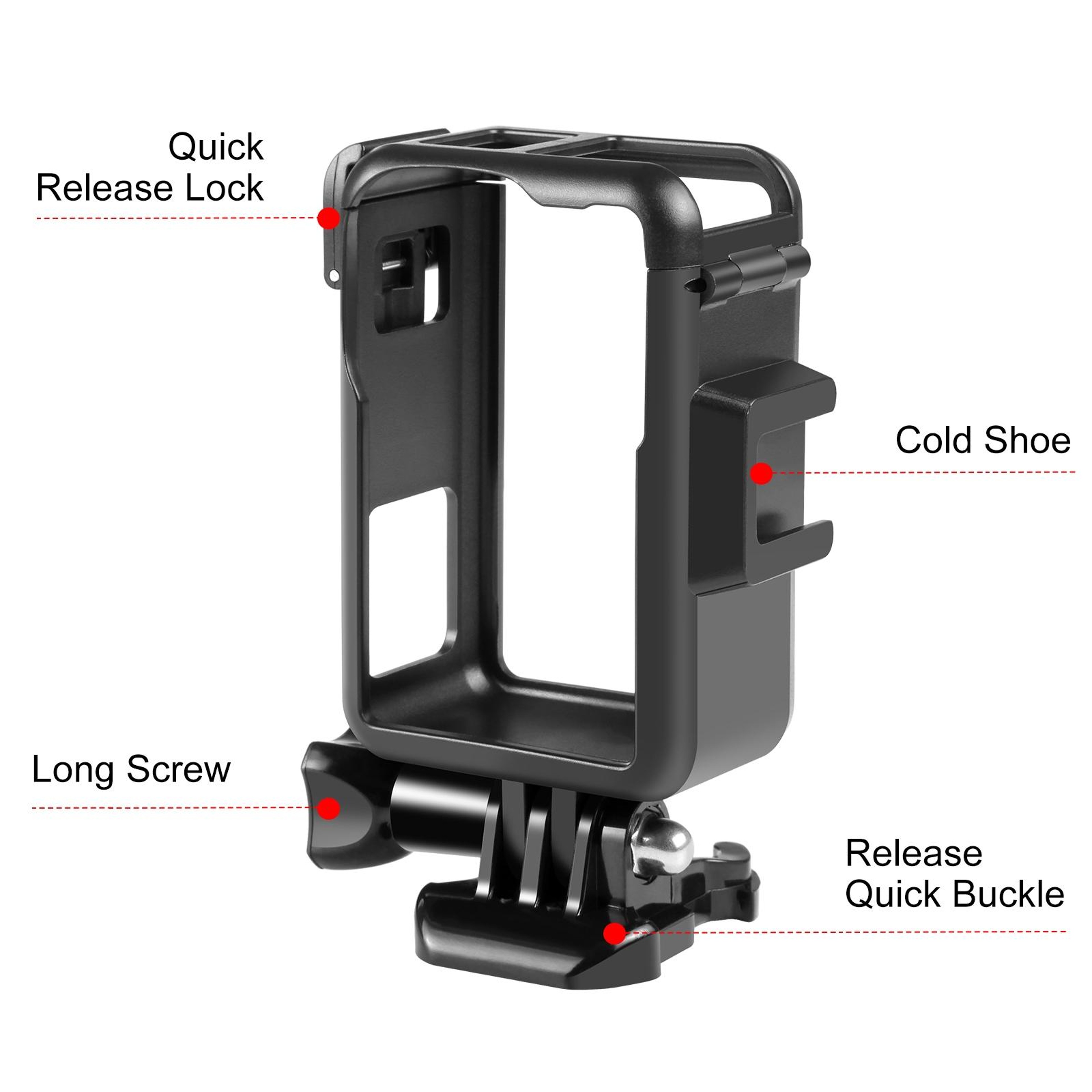 PULUZ Vertical Protective Camera Cage With Cold Shoe For DJI Osmo Action 5 Pro 4  3 2