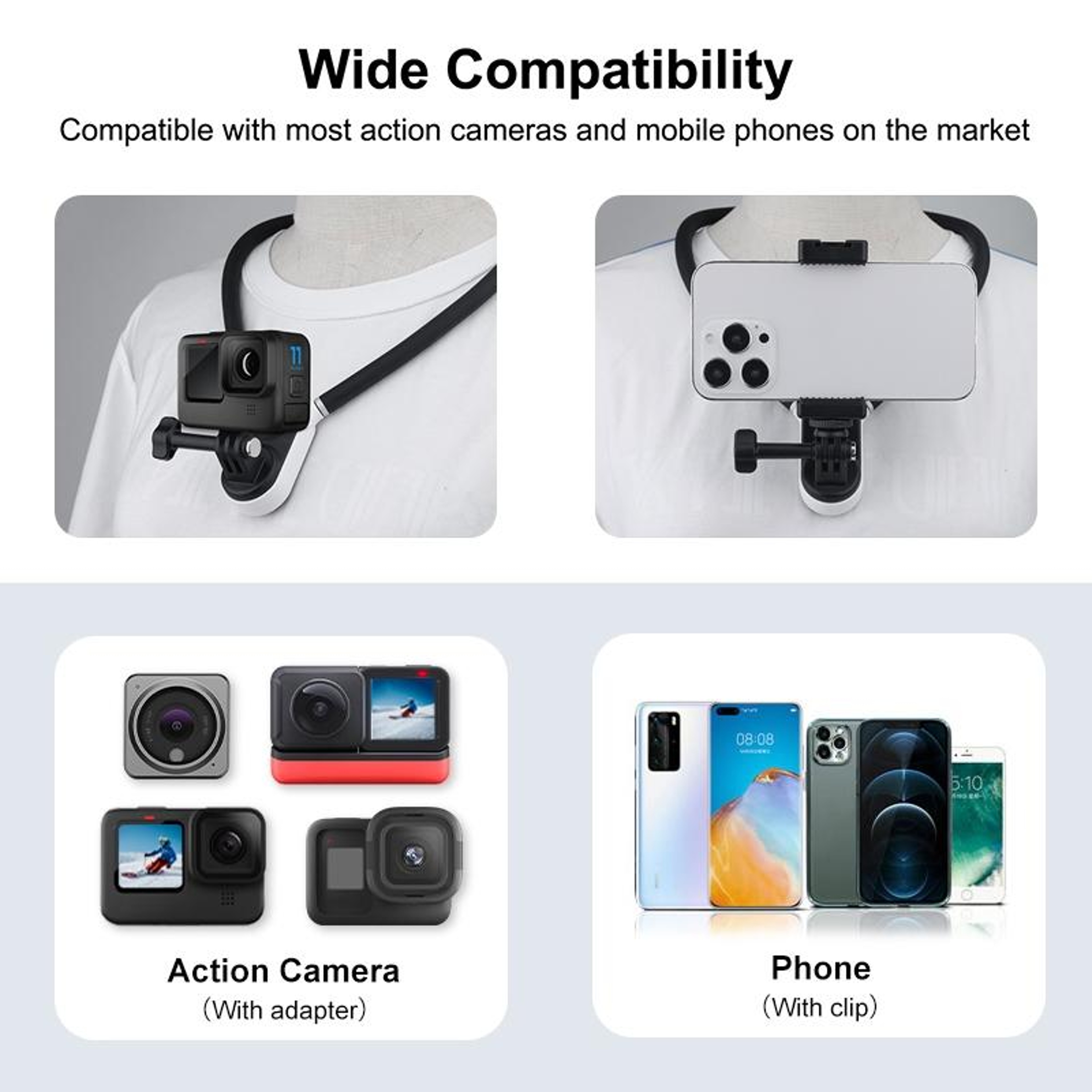 PULUZ Magnetic Silicone Neck Mount Phone Holder For GoPro POV Hands Free Vlogging Bracket 5