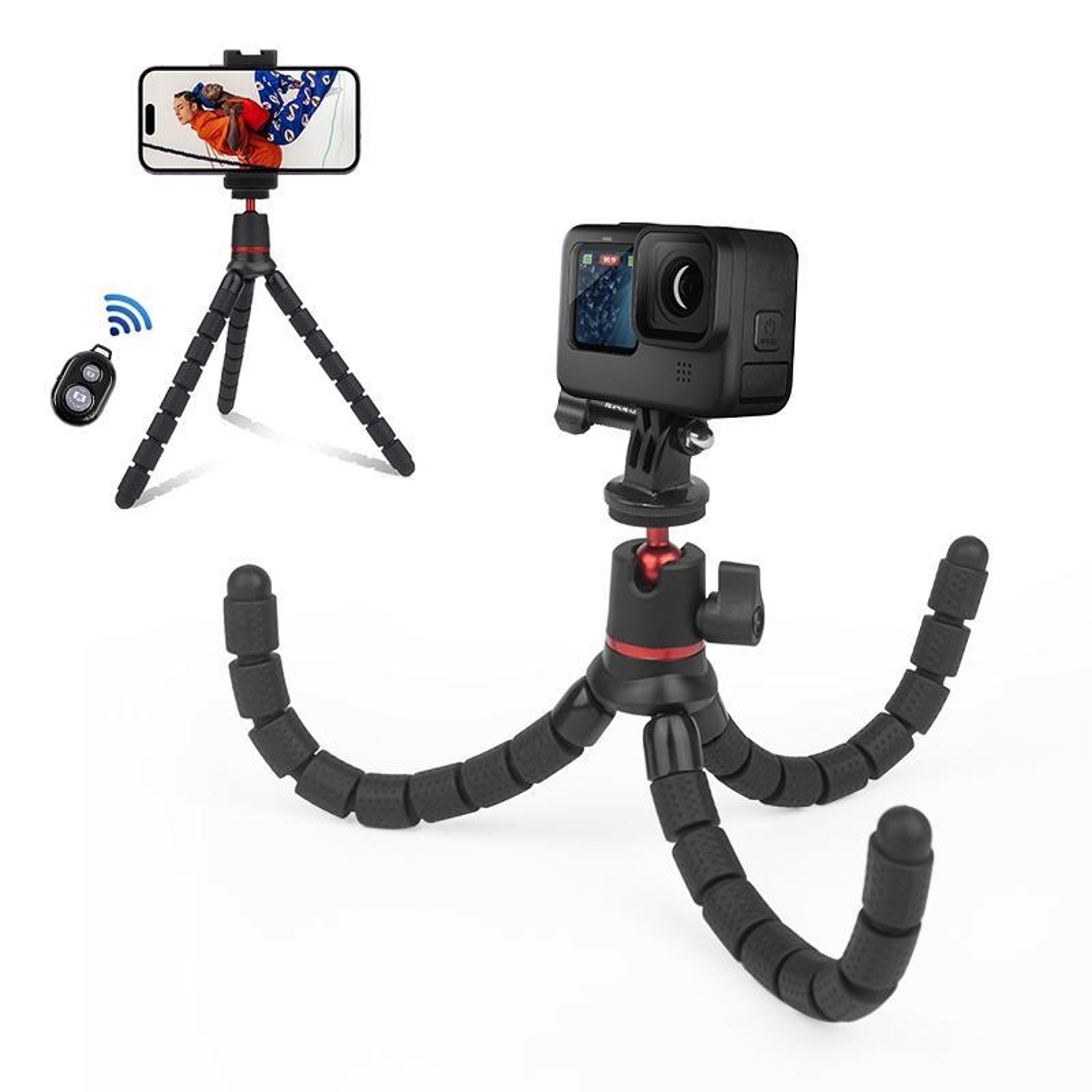 PULUZ Mini Octopus tripod Flexible tripod Holder with Remote Control for Camera, GoPro & Phone – view 1