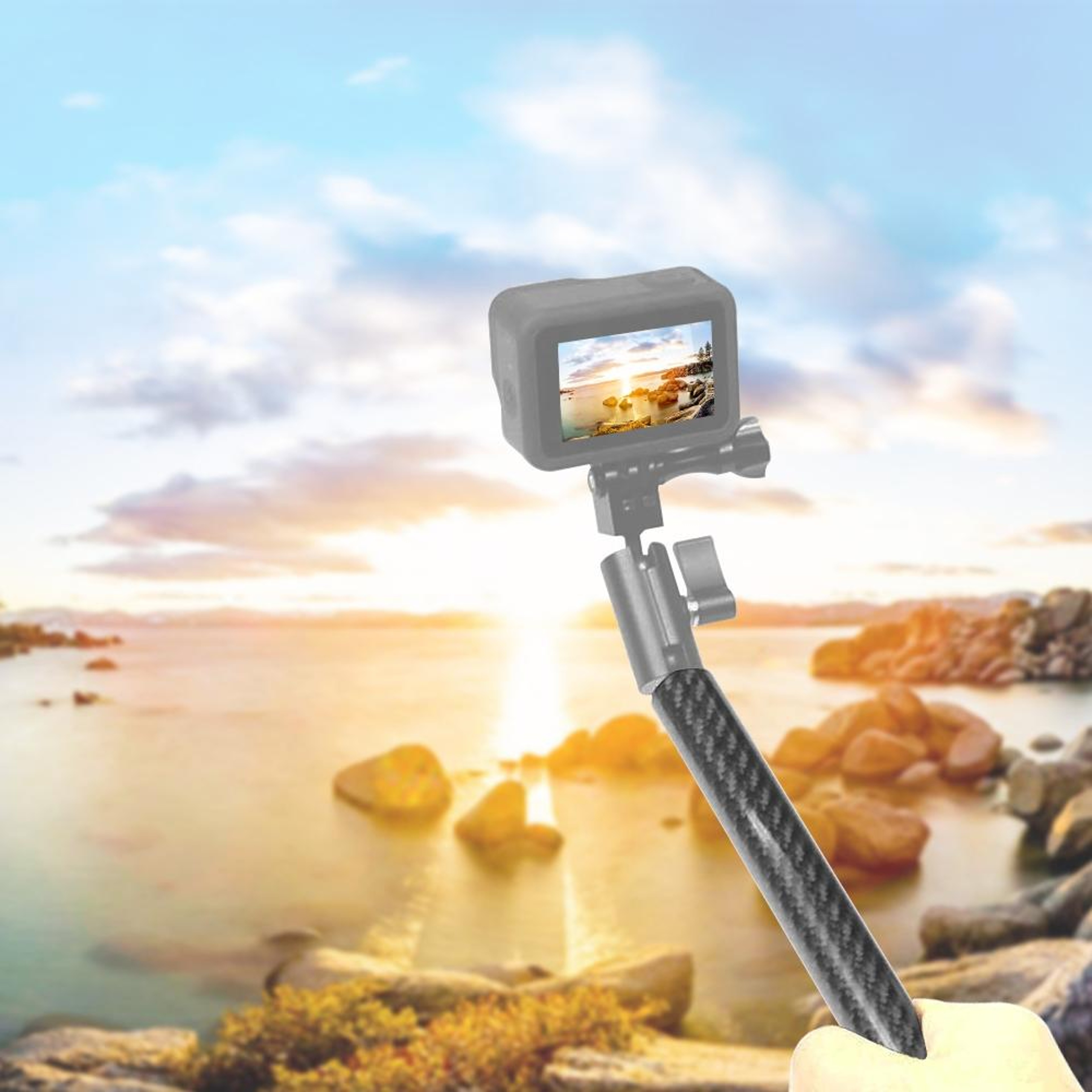 PULUZ Carbon Fiber Floating Selfie Stick 250mm Extension Arm For GoPro Insta360 DJI 0