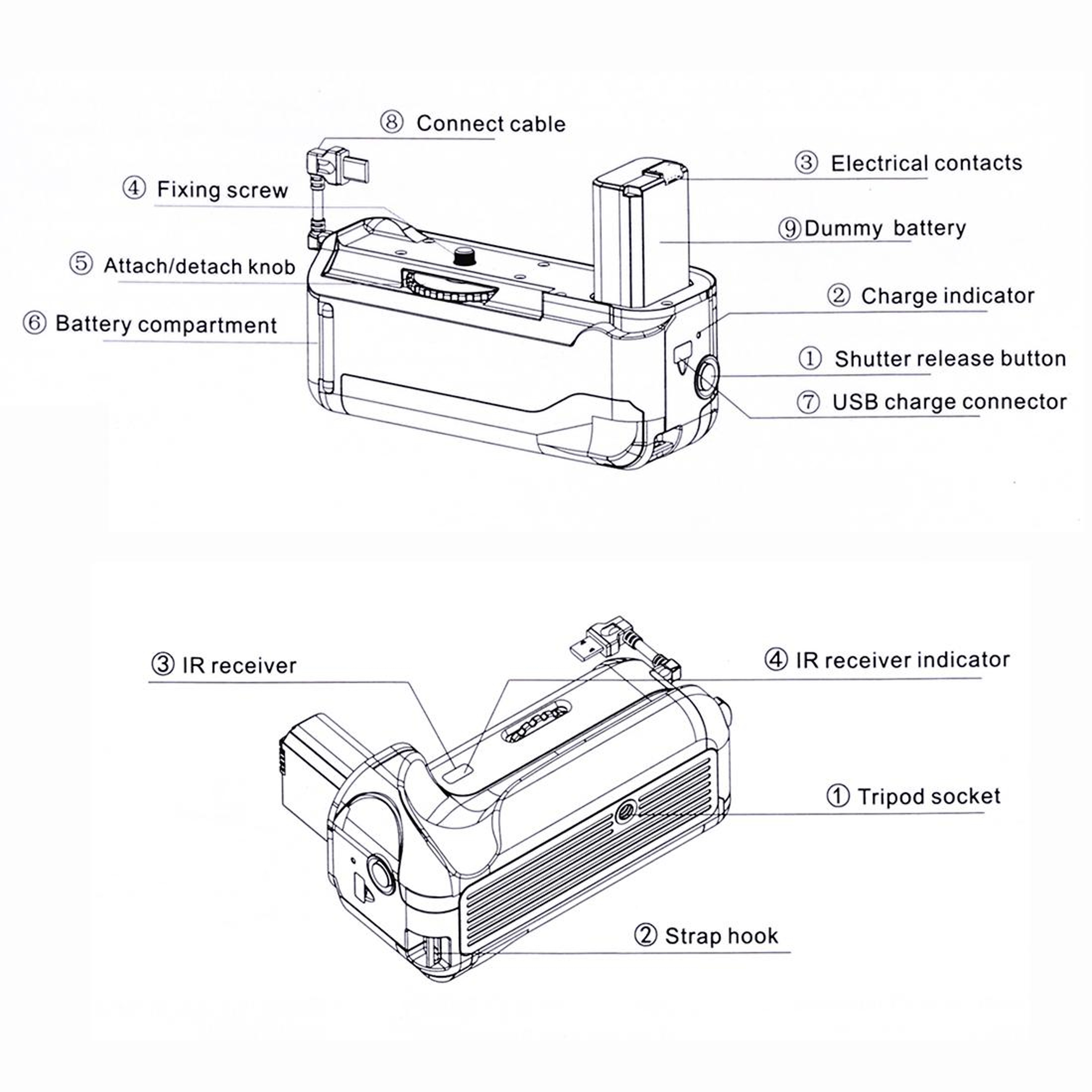 PULUZ Vertical Camera Battery Grip For Sony A6300 ILCE 6300 Ergonomic Vertical Shooting Grip 5